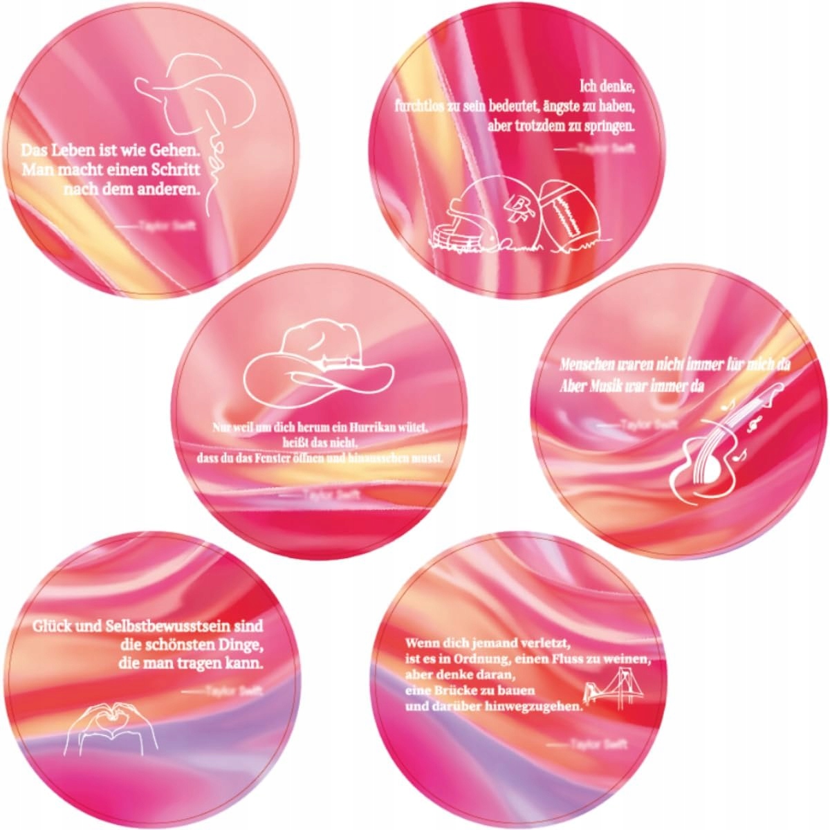 PolarisPL BLOOOK Zestaw Ceramicznych Podkładek Pod Kubek z Motywem Talor Swift