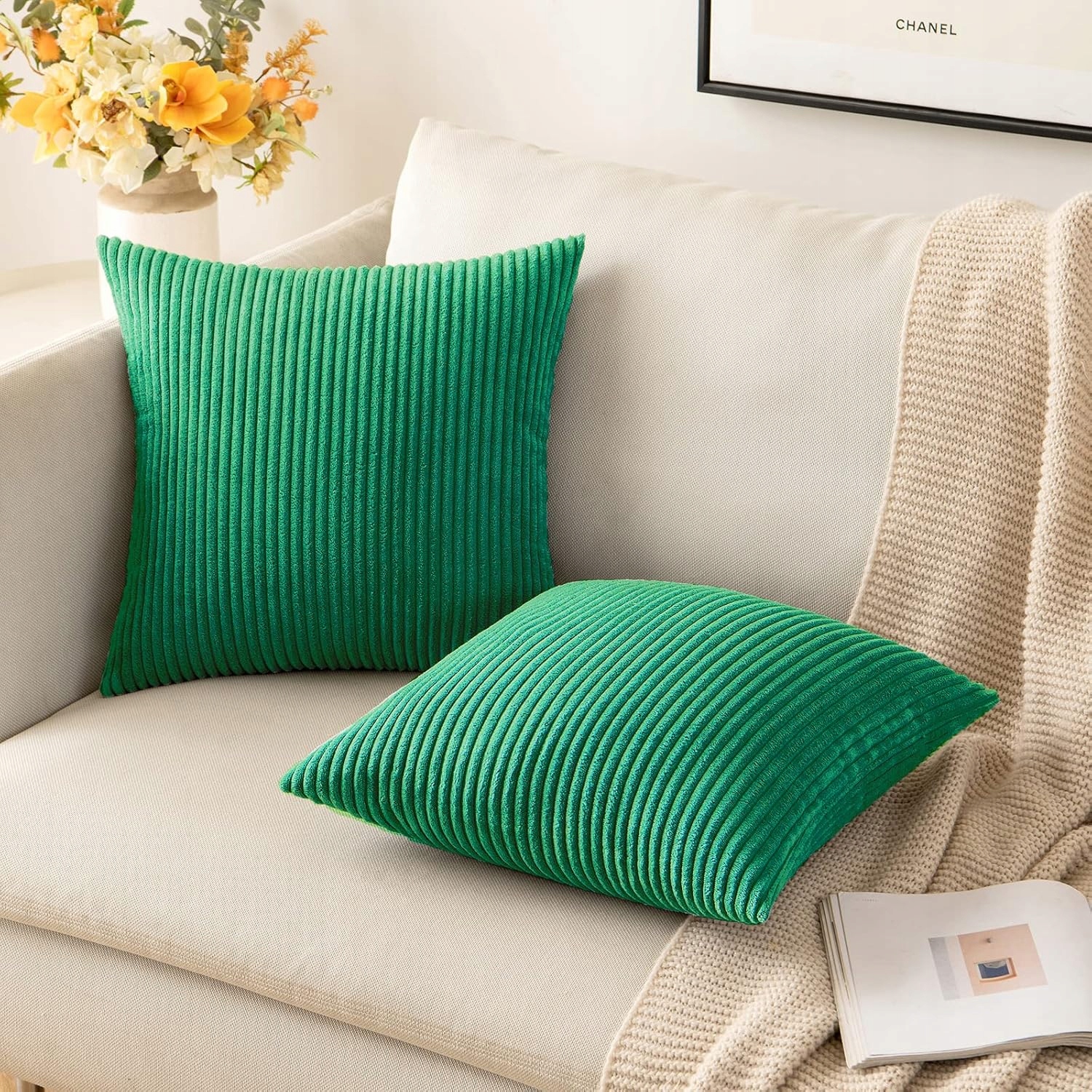 PolarisPL MIULEE poszewka na poduszkę kwadratowa świąteczna ciemna zielona 45 x 45