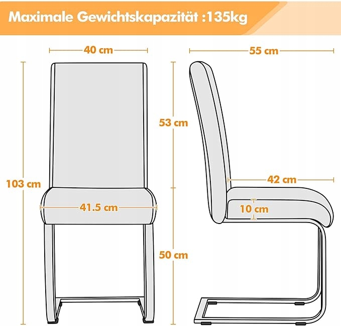 PolarisPL Krzesło YAHEETECH 41,5 x 55 x 103 cm odcienie szarości 2 szt.