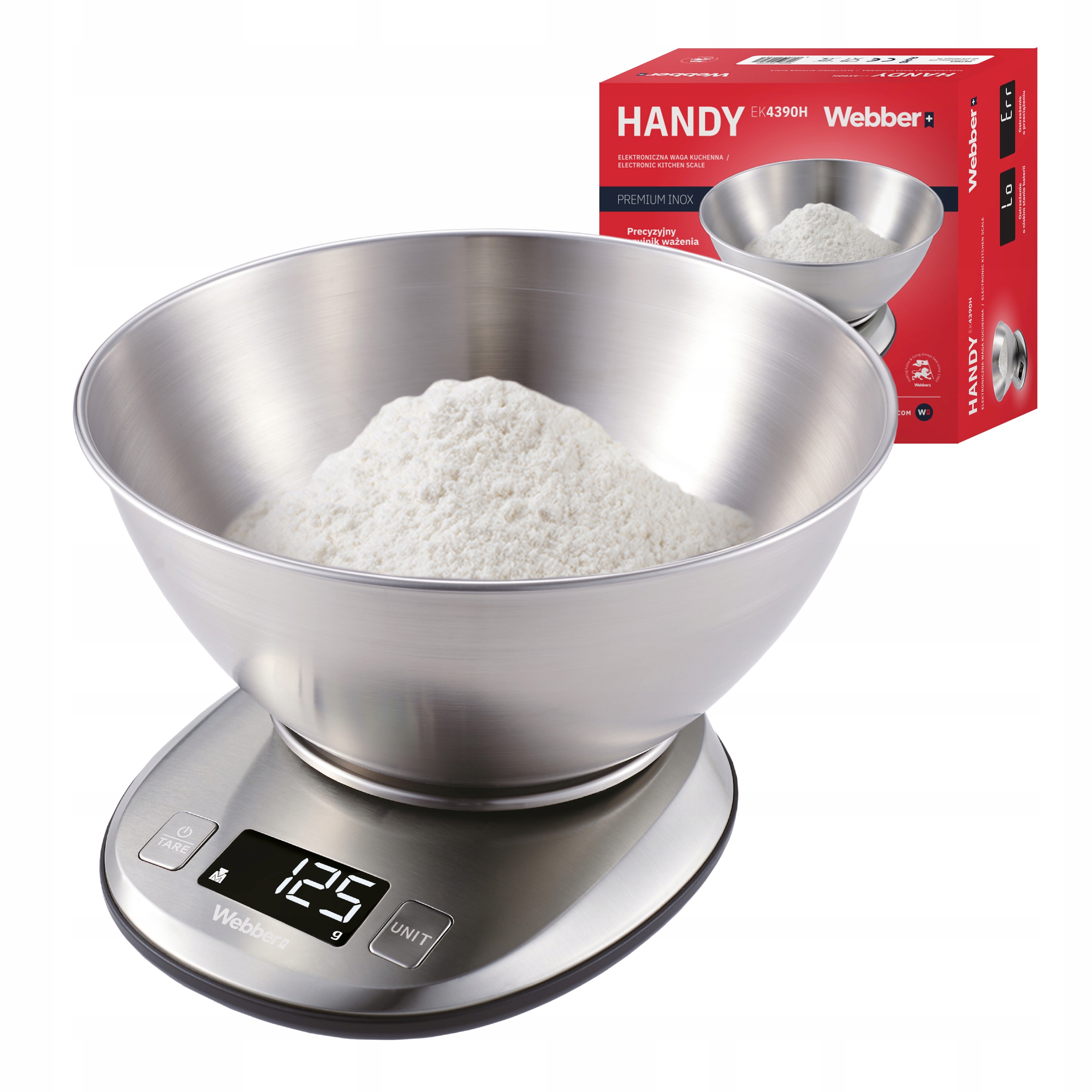Waga kuchenna EK4390 INOX stal nierdzewna LCD 5kg 1g misa tarowanie