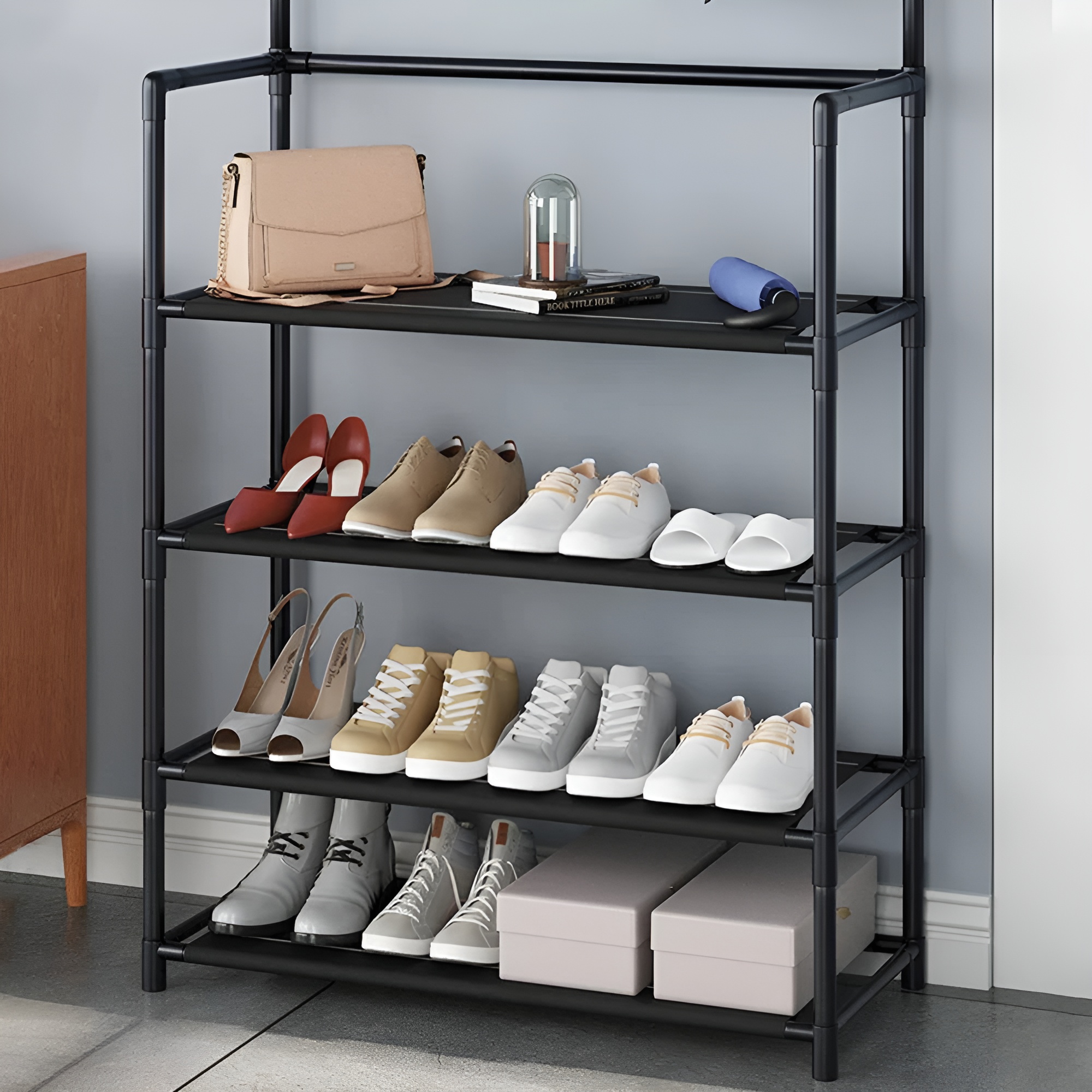Stojak wieszak metalowy półka na ubrania buty loft