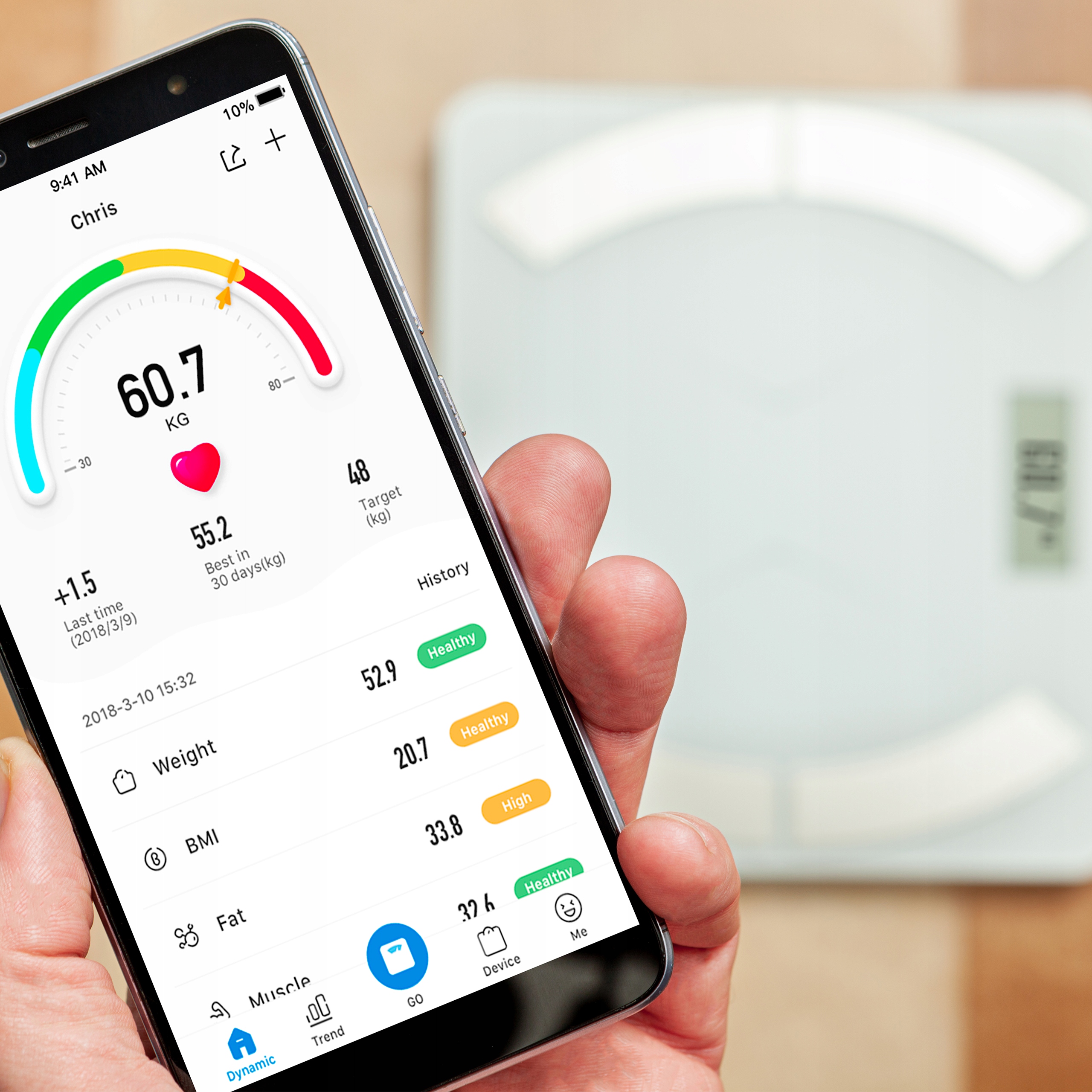 Waga łazienkowa inteligentna smart bluetooth