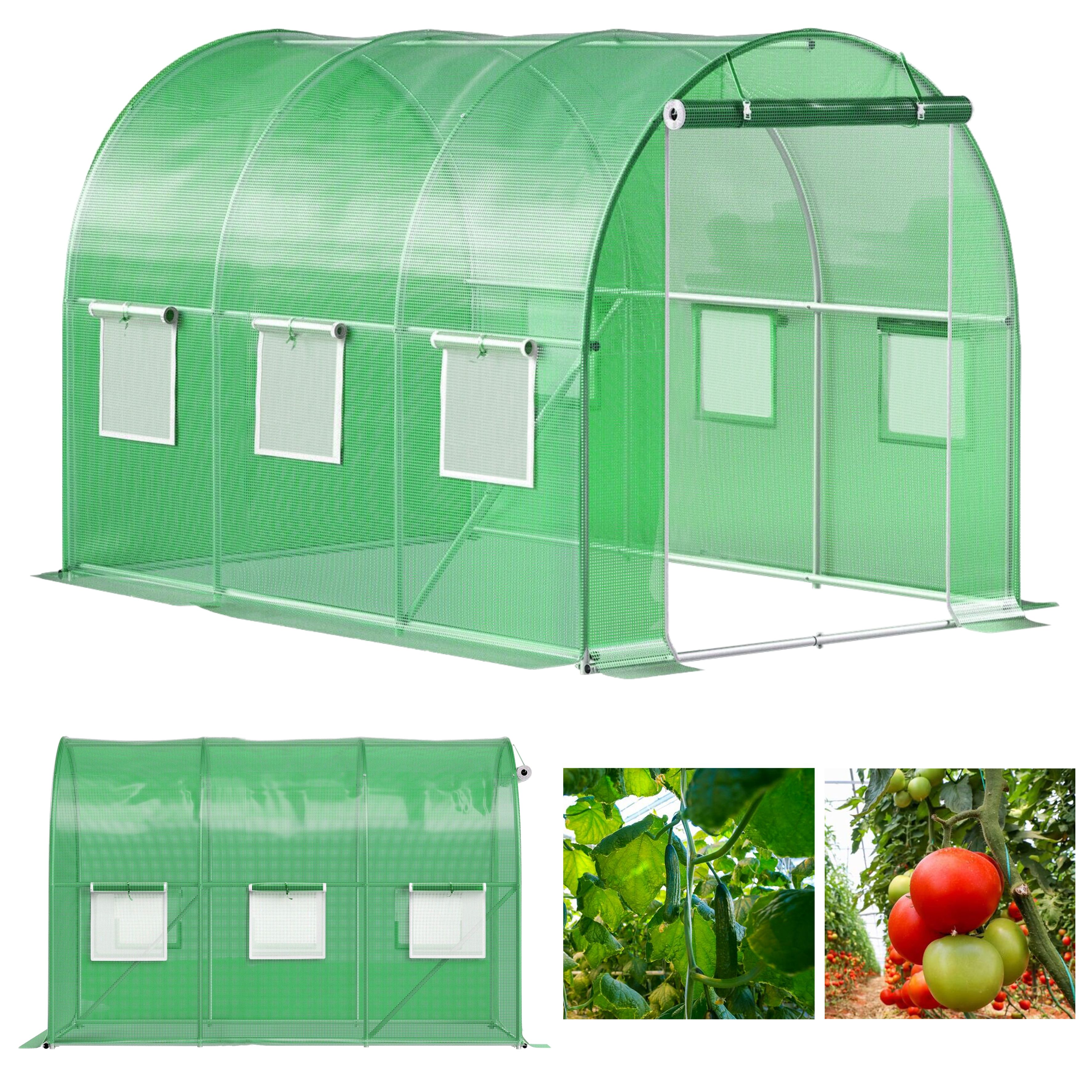 Tunel foliowy ogrodowy zielony 10 m² raven 400 x 250 x 200 cm