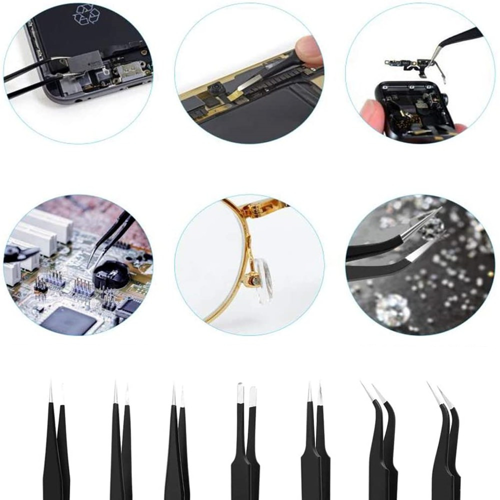 Zestaw metalowych pęset esd 6szt pinceta pęsety