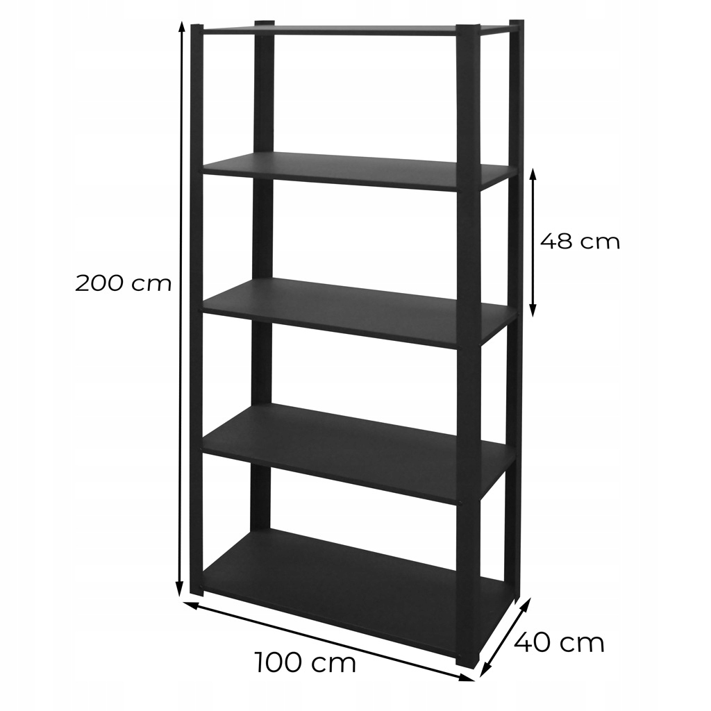 Solidny regał 200x100x40, antracyt RAL 9005, idealny do piwnicy i garażu.