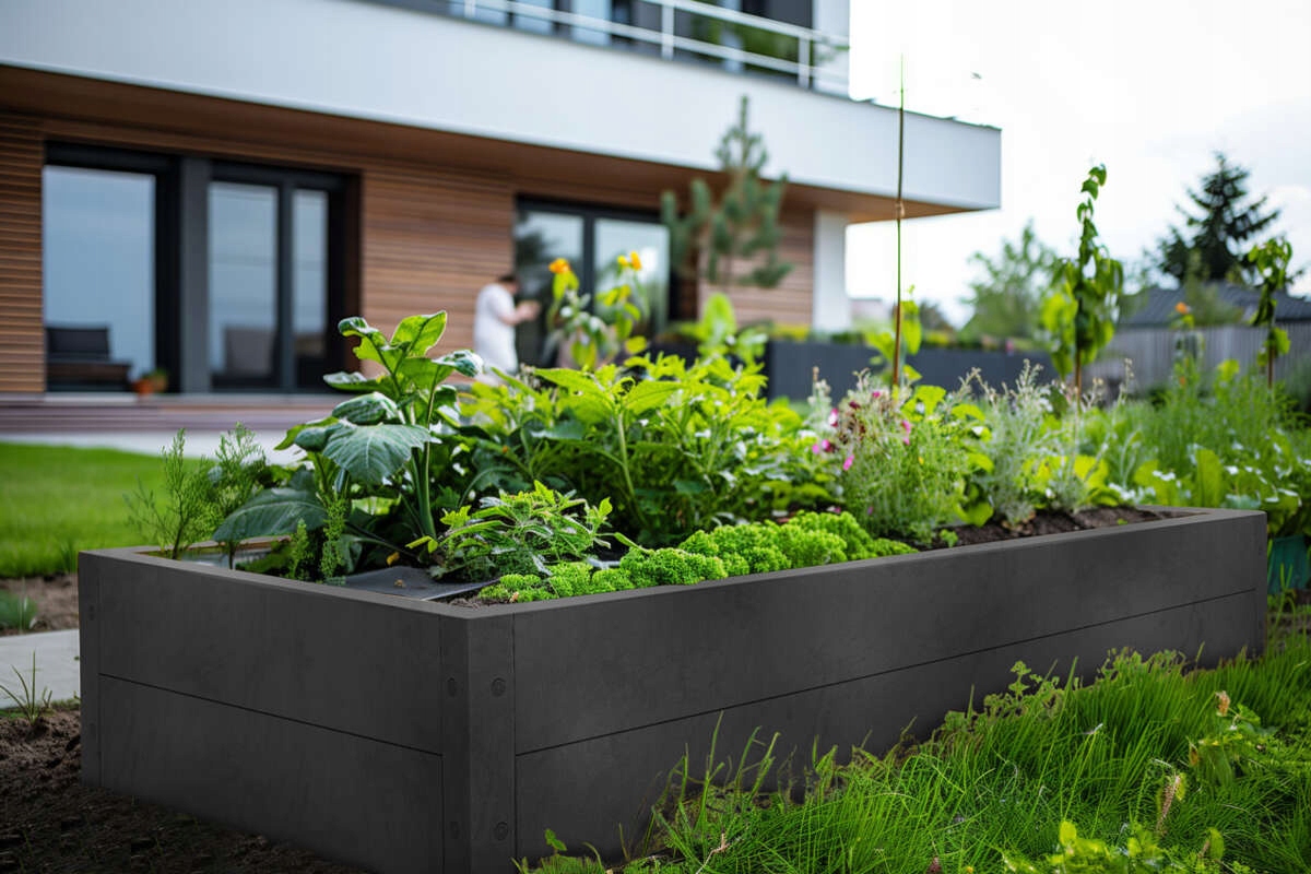 Podwyższona grządka warzywniak 120x80 RAL 7016 antracyt trwała, ocynkowana