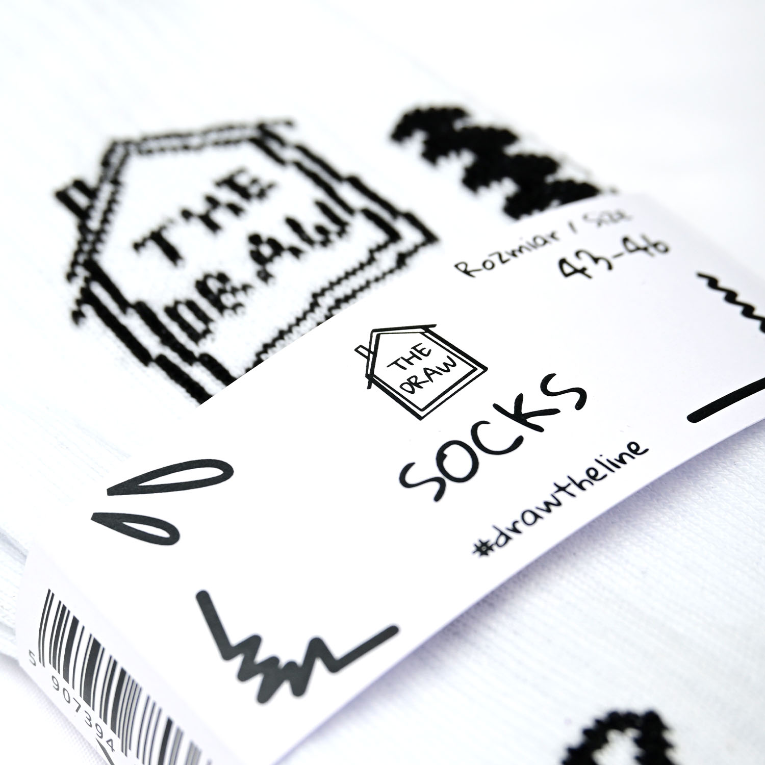 Skarpety długie Draw The Line Białe 36/38 The Draw House