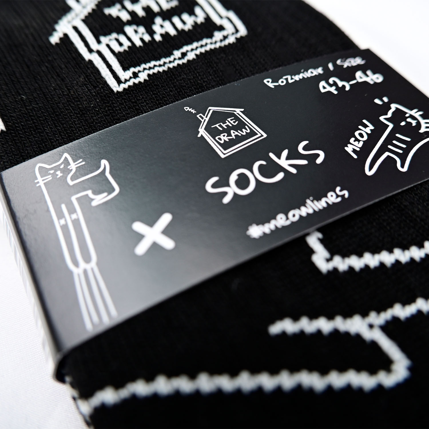 Skarpety długie Meow Lines Czarne 39/42 The Draw House