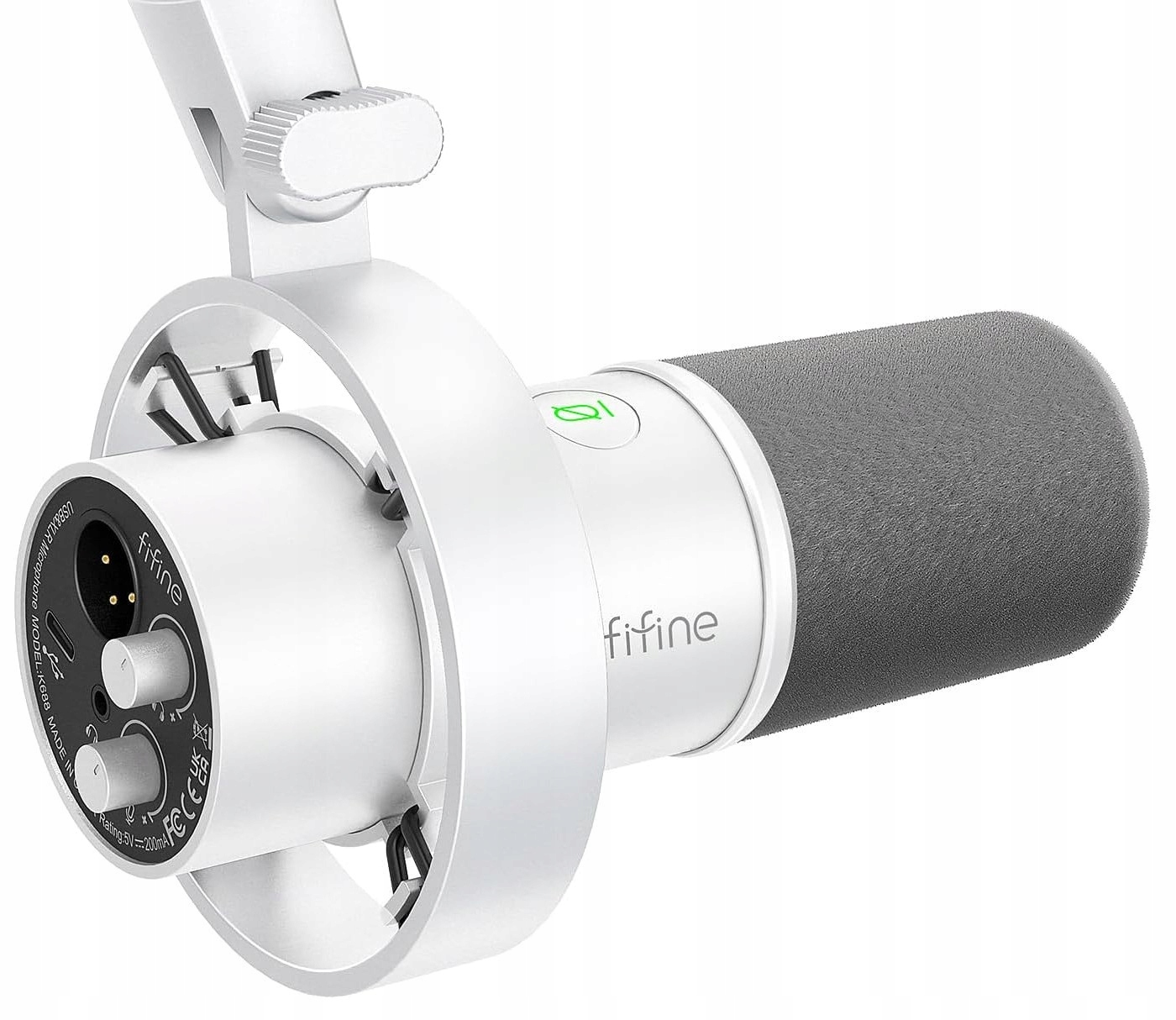 Microfon dinamic USB XLR Fifine K688, caracteristici avansate, alb