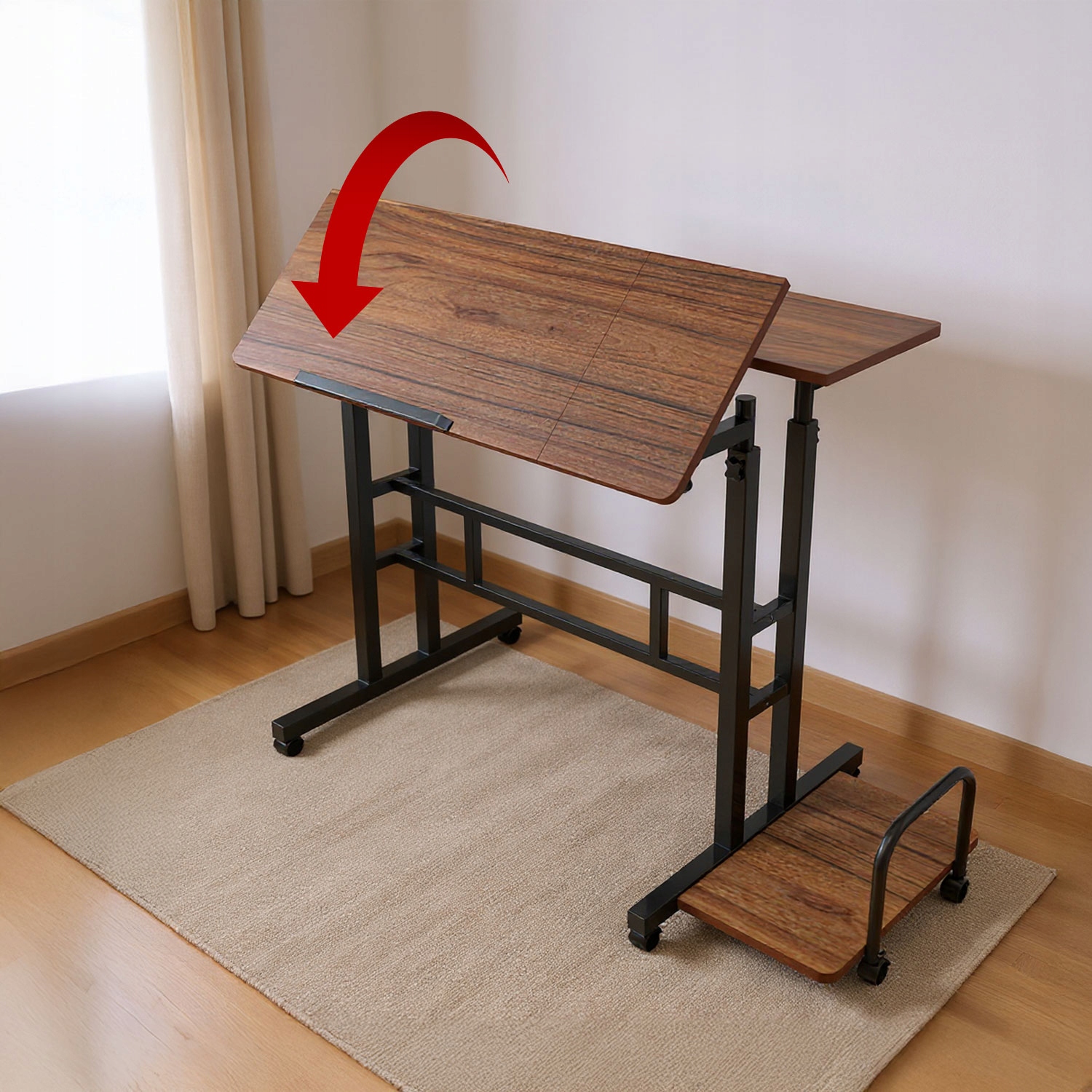 Mobiel bureau laptop tafel Maclean. Zwart. 80x60cm. 50kg max. Reg