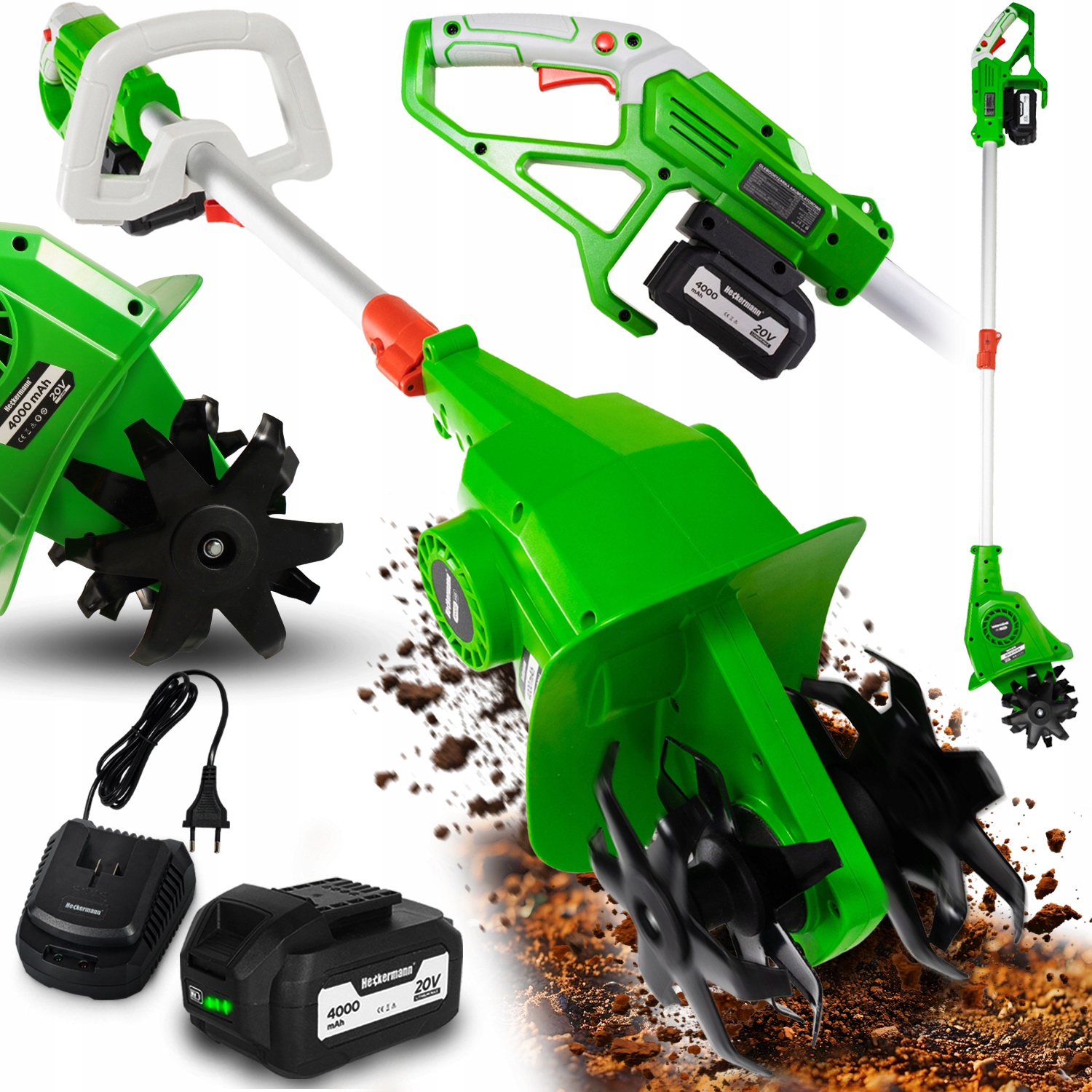 Cultivator electric, Heckermann, 20V, 4 lame, 4000mAh, 4,24kg