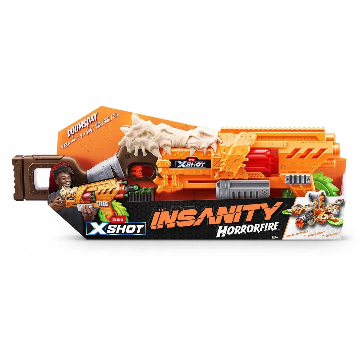 Pistol de jucarie pentru copii, X-Shot, set cu 16 sageti si tinta