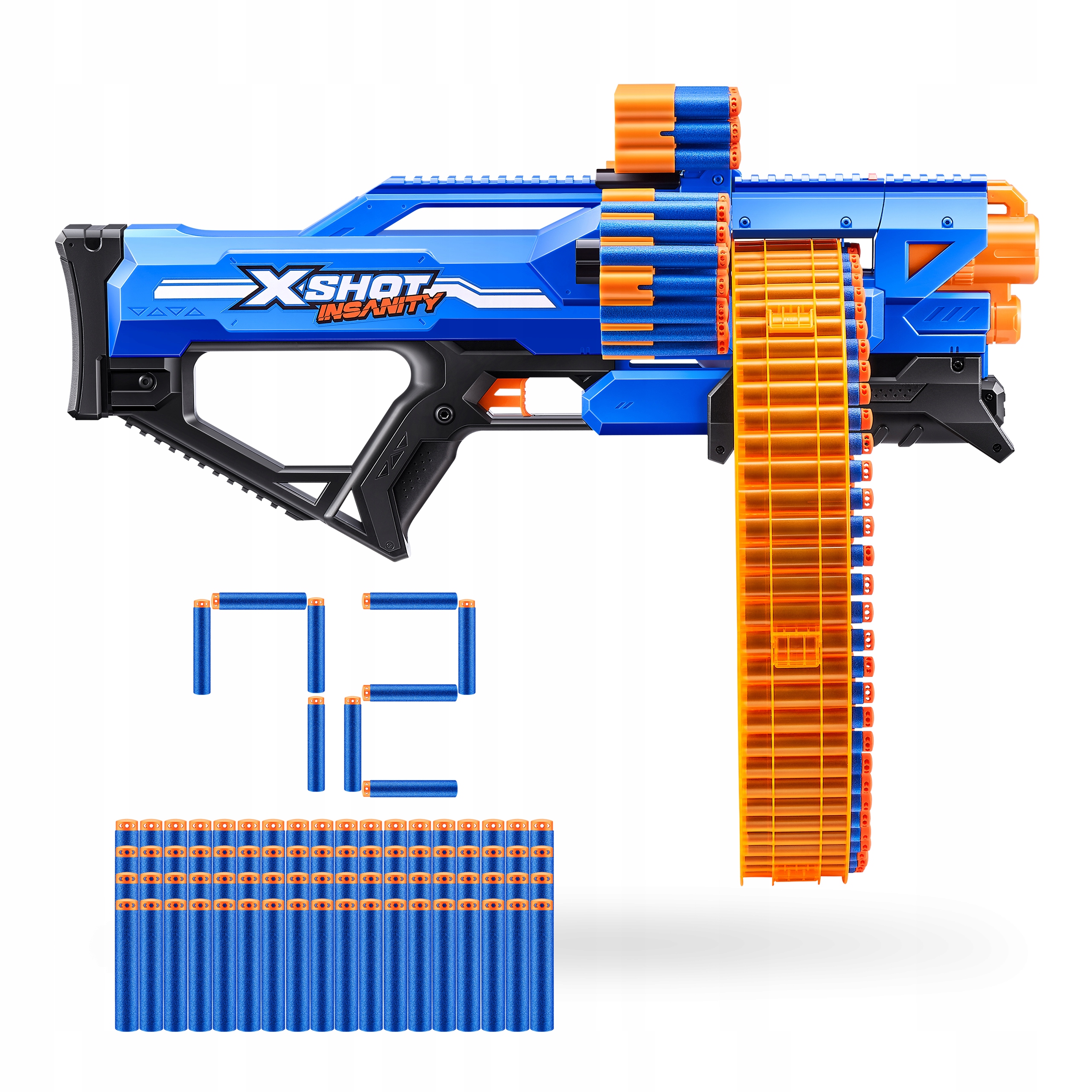 X-Shot, pusca de jucarie, set cu 72 sageti, 3 suporturi pentru 66