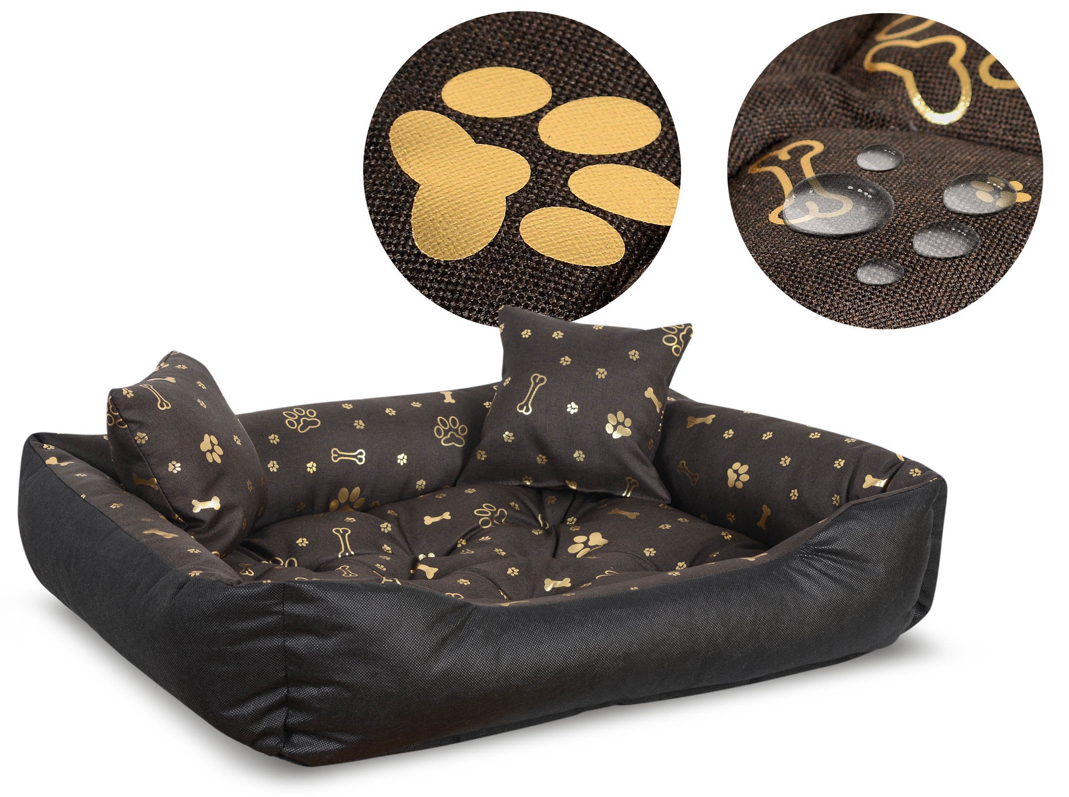 AIO FACTORY 130x105 Cuccia per cani impermeabile Golden Bones Cuscino per cani