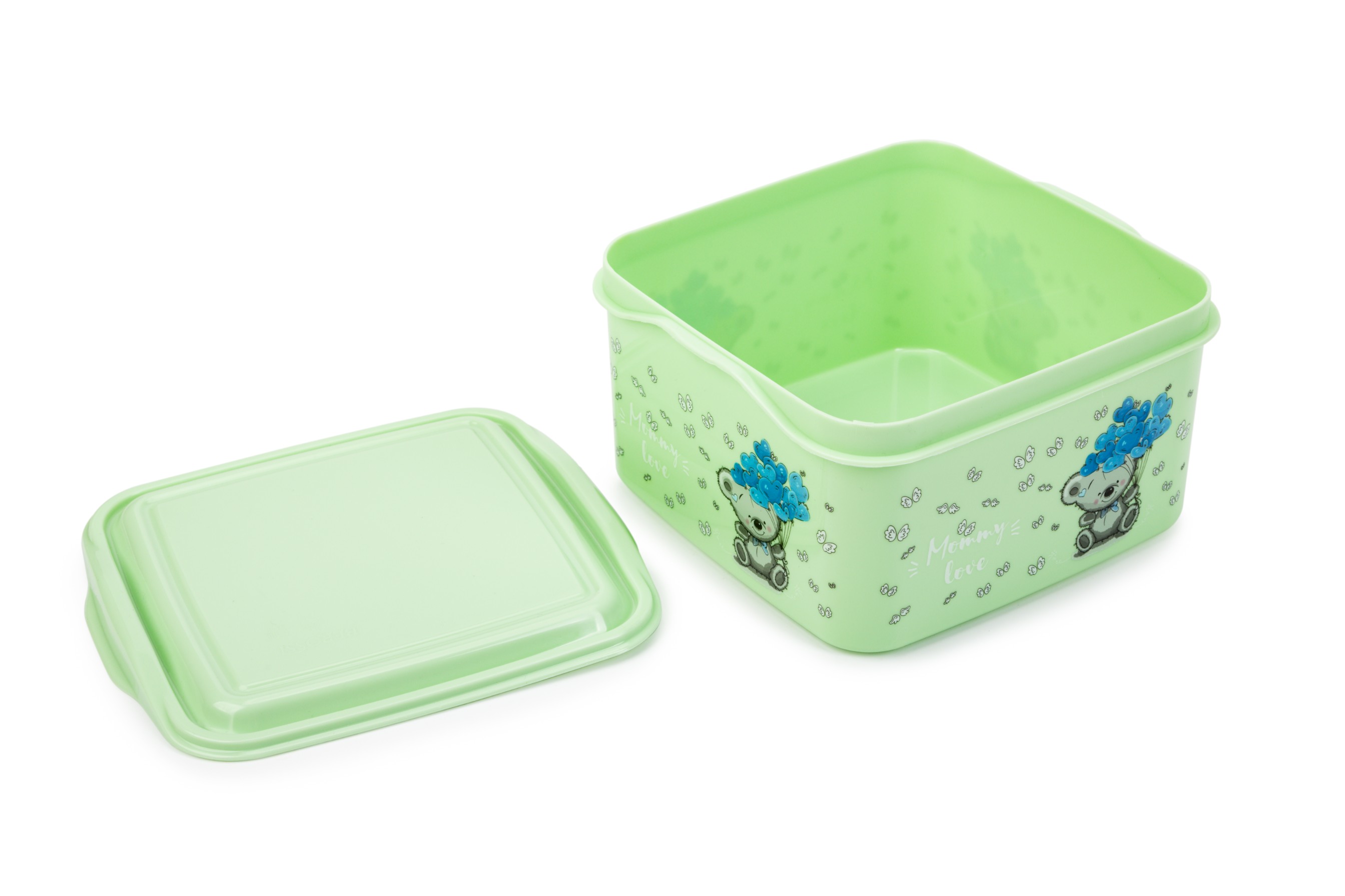 Pojemnik dla dzieci Lunchbox na jedzenie zabawki 1,4L BPA Free zielony miś