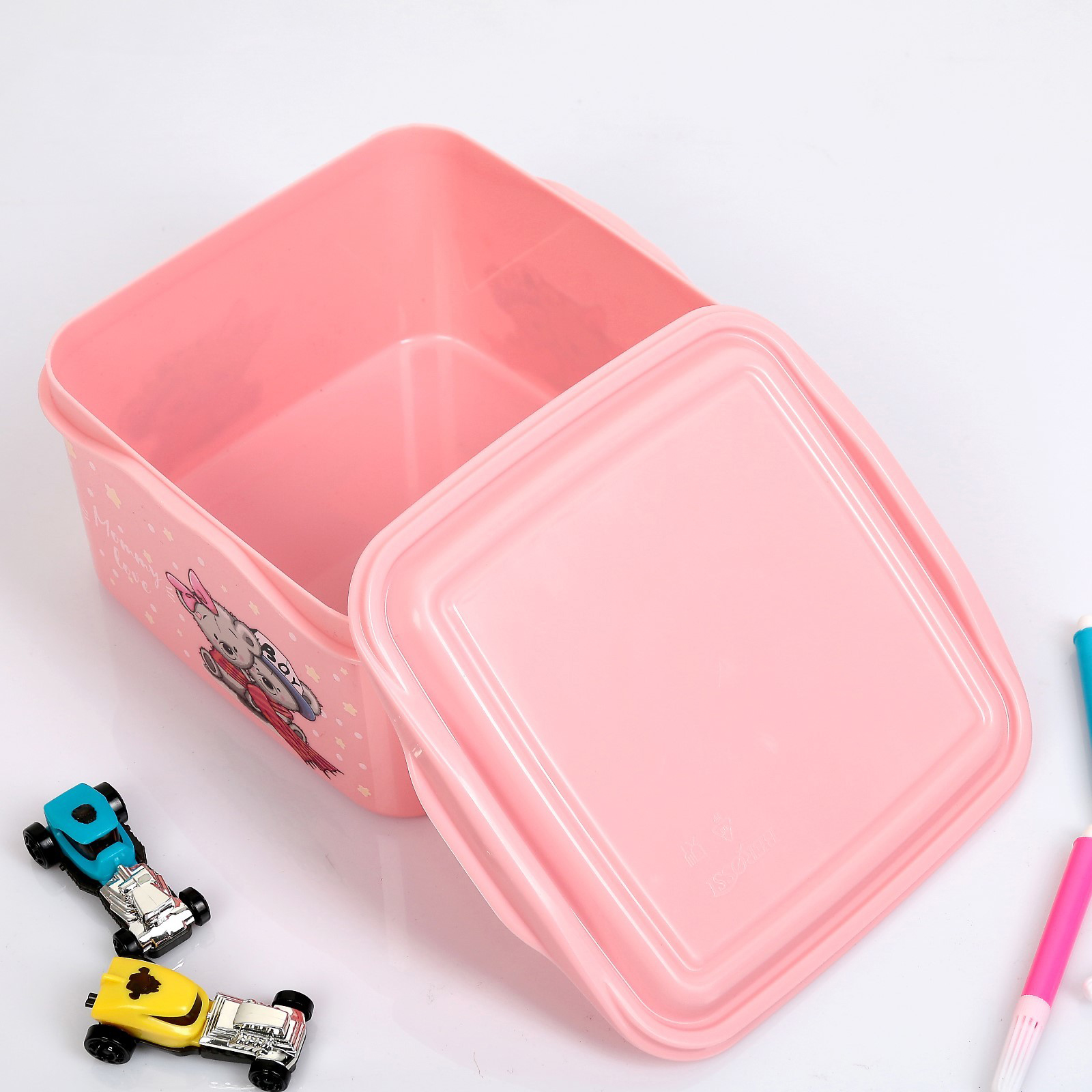 Pojemnik dla dzieci Lunchbox na jedzenie zabawki 1,4L BPA Free różowy miś