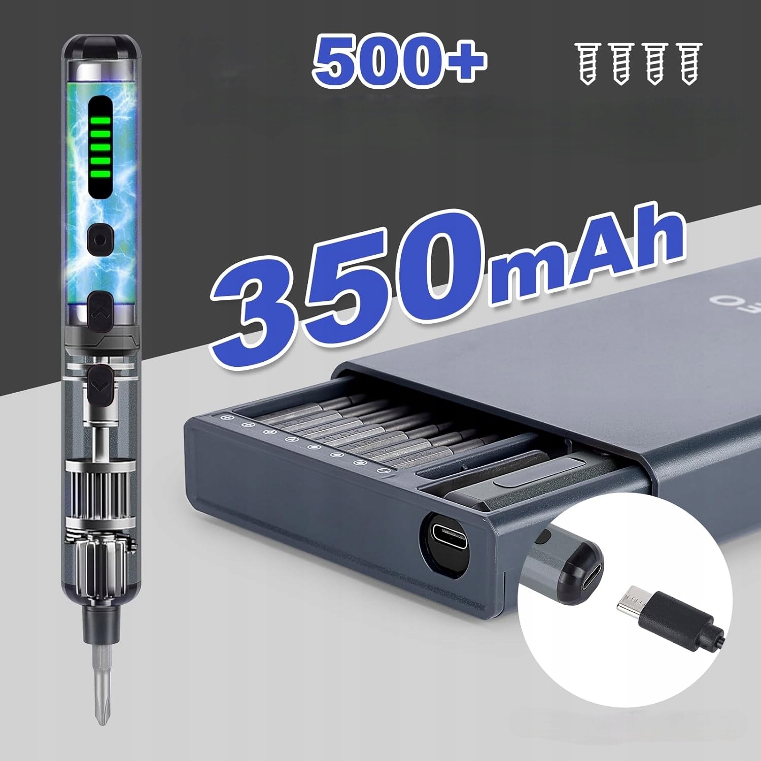 Wkrętak Elektryczny Śrubokręt Akumulatorowy Wkrętarka Bity Zestaw Do Napraw