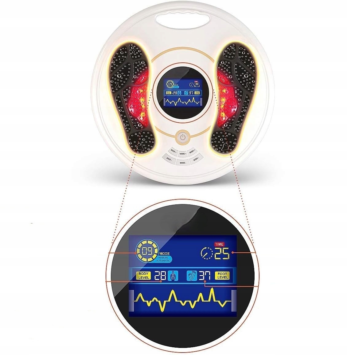 Masażer Do Stóp Ems/Tens Stymulator Krążenia Krwi Stóp 25 Trybów