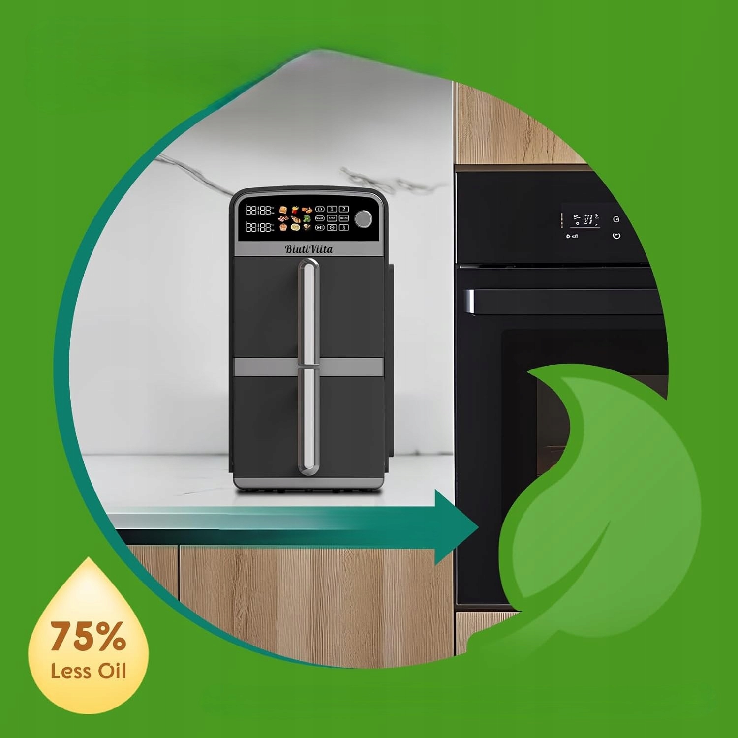 Frytkownica Beztłuszczowa Dwukomorowa Airfryer 10L 2X5L 2400W Xxl Mocna