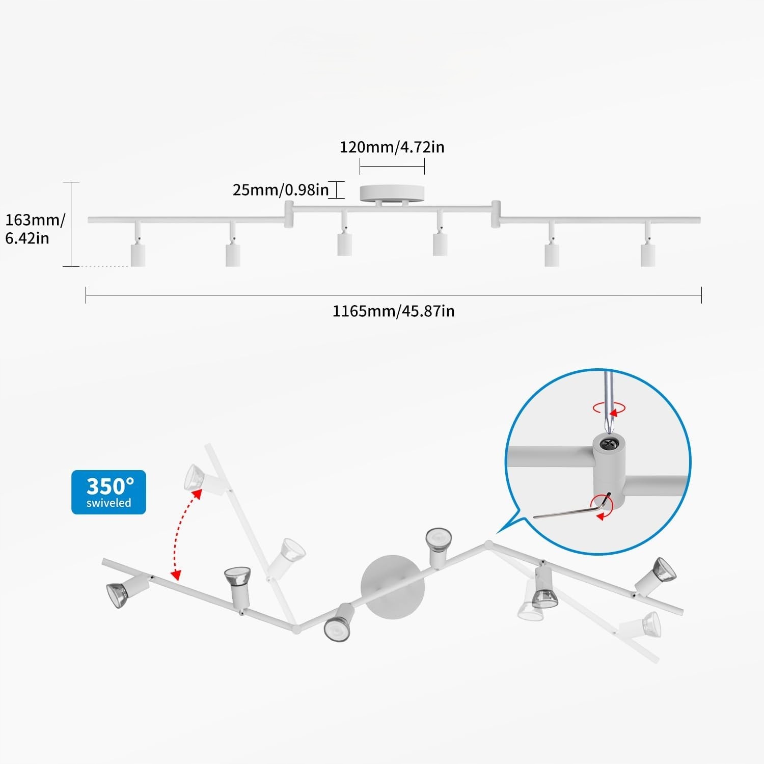 Lampa Sufitowa Oprawa Halogenowa 6X Gu10 Spot Ruchoma Regulowana Reflektor