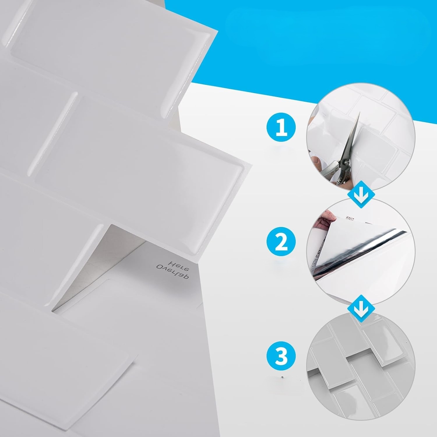 Panel Panele Ścienne 3D Samoprzylepne Winylowe Białe Kuchnia X10 30X30Cm