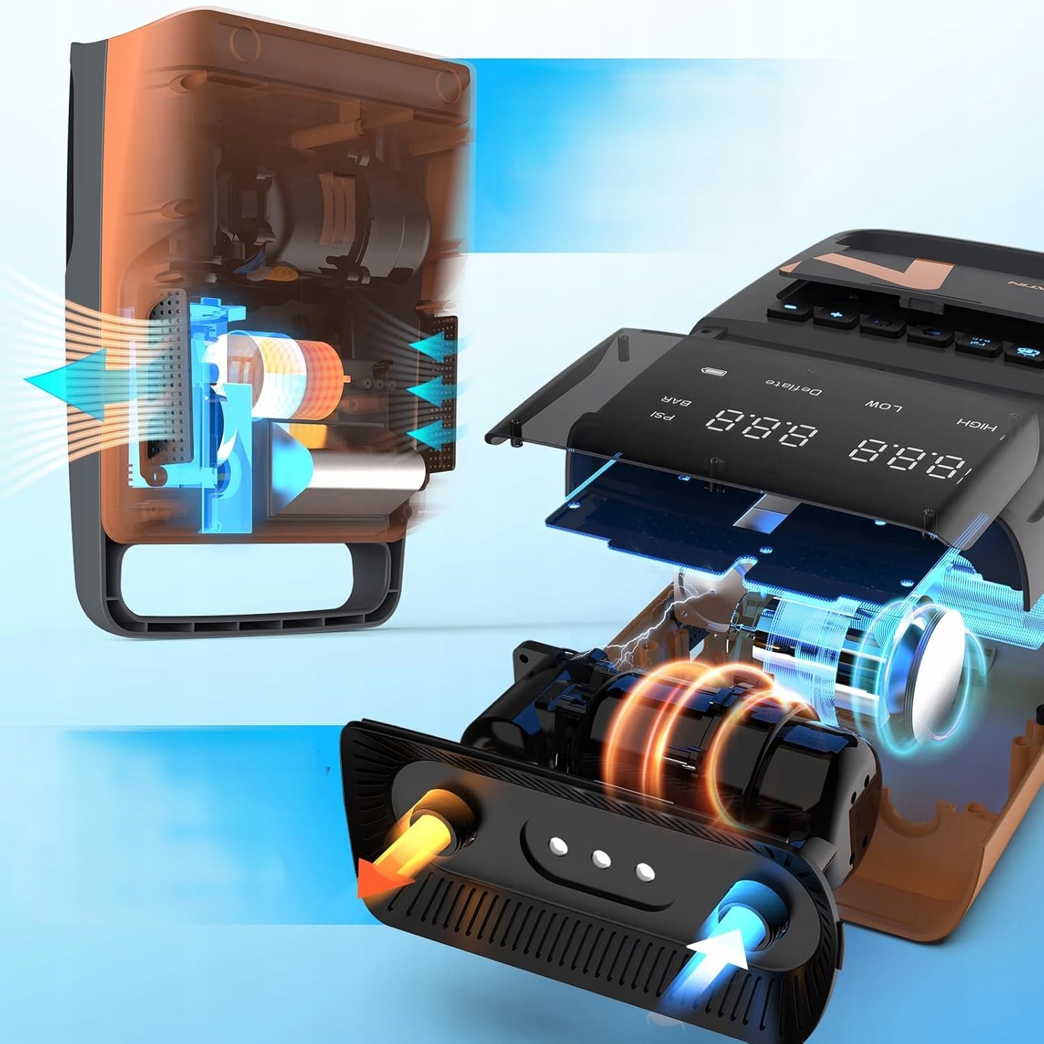 Pompka Elektryczna Do Deski Sup Pontonu Kajaku 16Psi 12V Lcd Do Pompowania