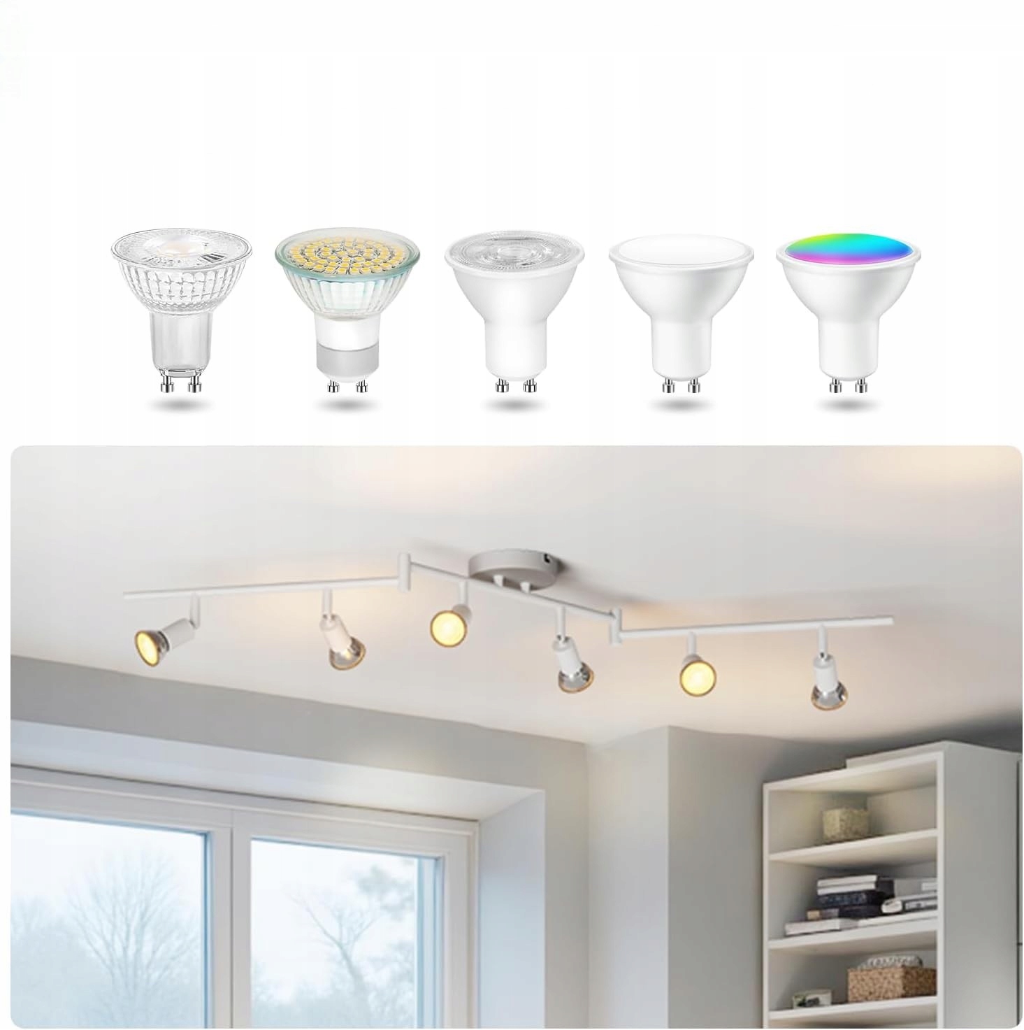 Lampa Sufitowa Oprawa Halogenowa 6X Gu10 Spot Ruchoma Regulowana Reflektor