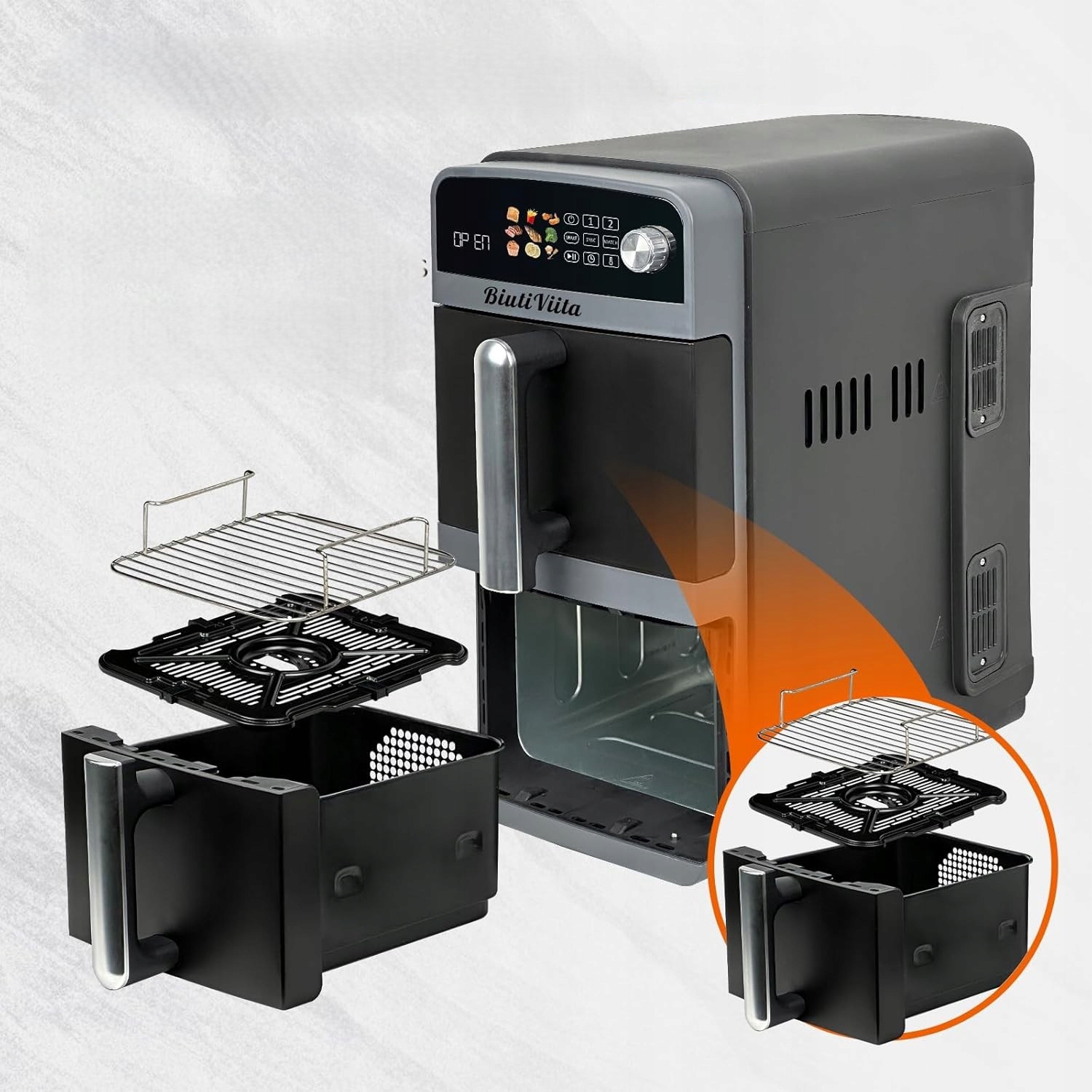 Frytkownica Beztłuszczowa Dwukomorowa Airfryer 10L 2X5L 2400W Xxl Mocna