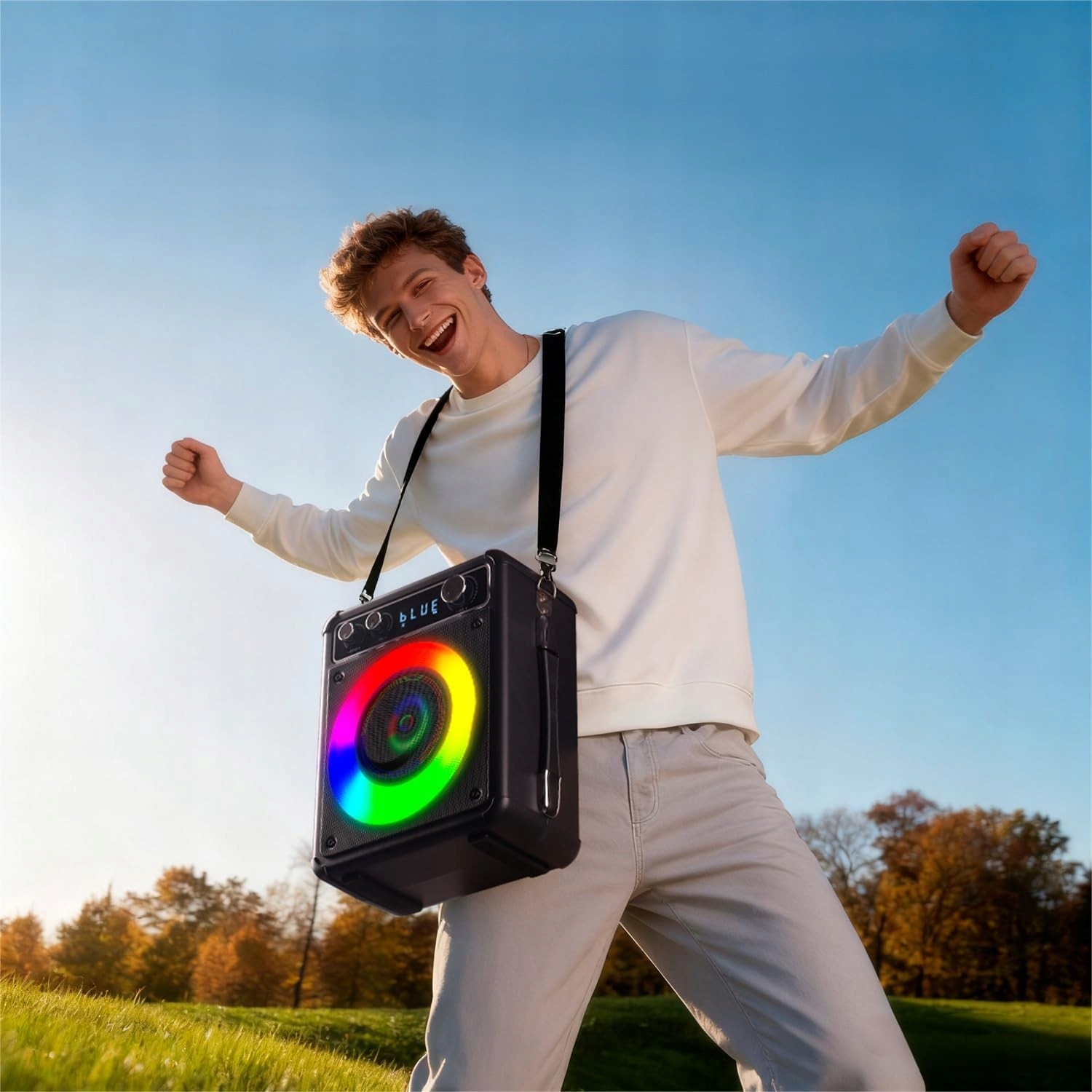 Karaoke Zestaw Bluetooth Głośnik Bezprzewodowy Dwa Mikrofony Światła Led