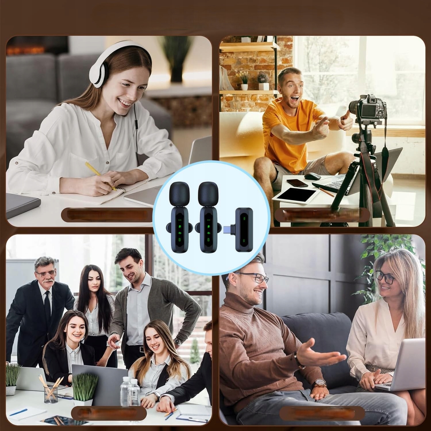 2X Mikrofon Bezprzewodowy Krawatowy Do Iphone Ios Android Telefonu Komputer