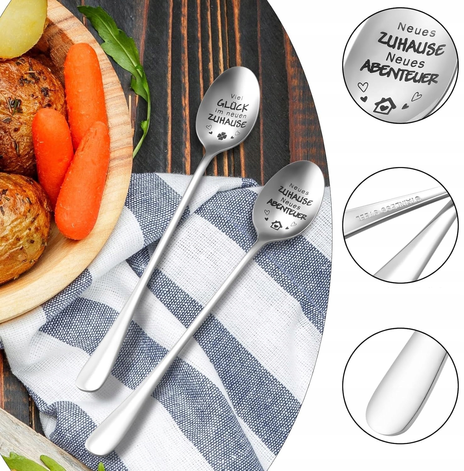 Łyżeczka Łyżeczki Do Kawy Latte Lodów Deserów Deserowe Długa Zestaw 4 Szt.