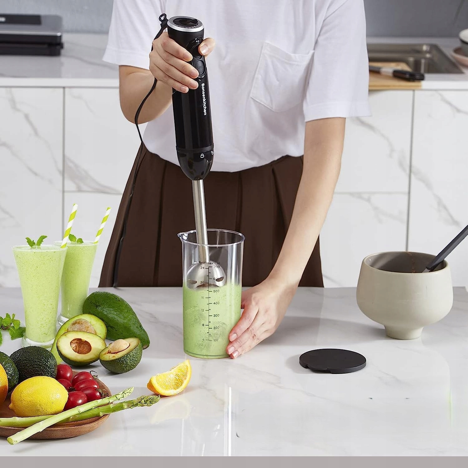 Blender Ręczny Mocny Mikser Turbo 1000W 12 Stopni Regulacji Stalowe Ostrza