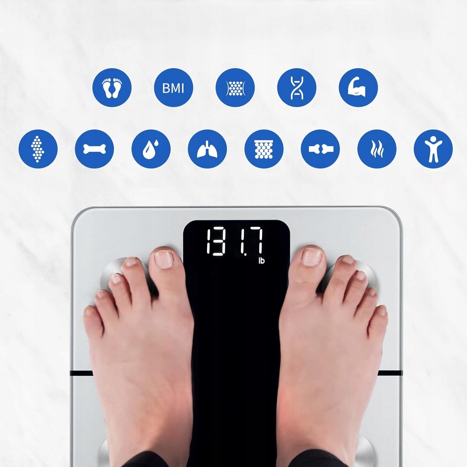 Waga Łazienkowa Elektroniczna Analityczna 13 Pomiarów Lcd Sportowa Aplikacj