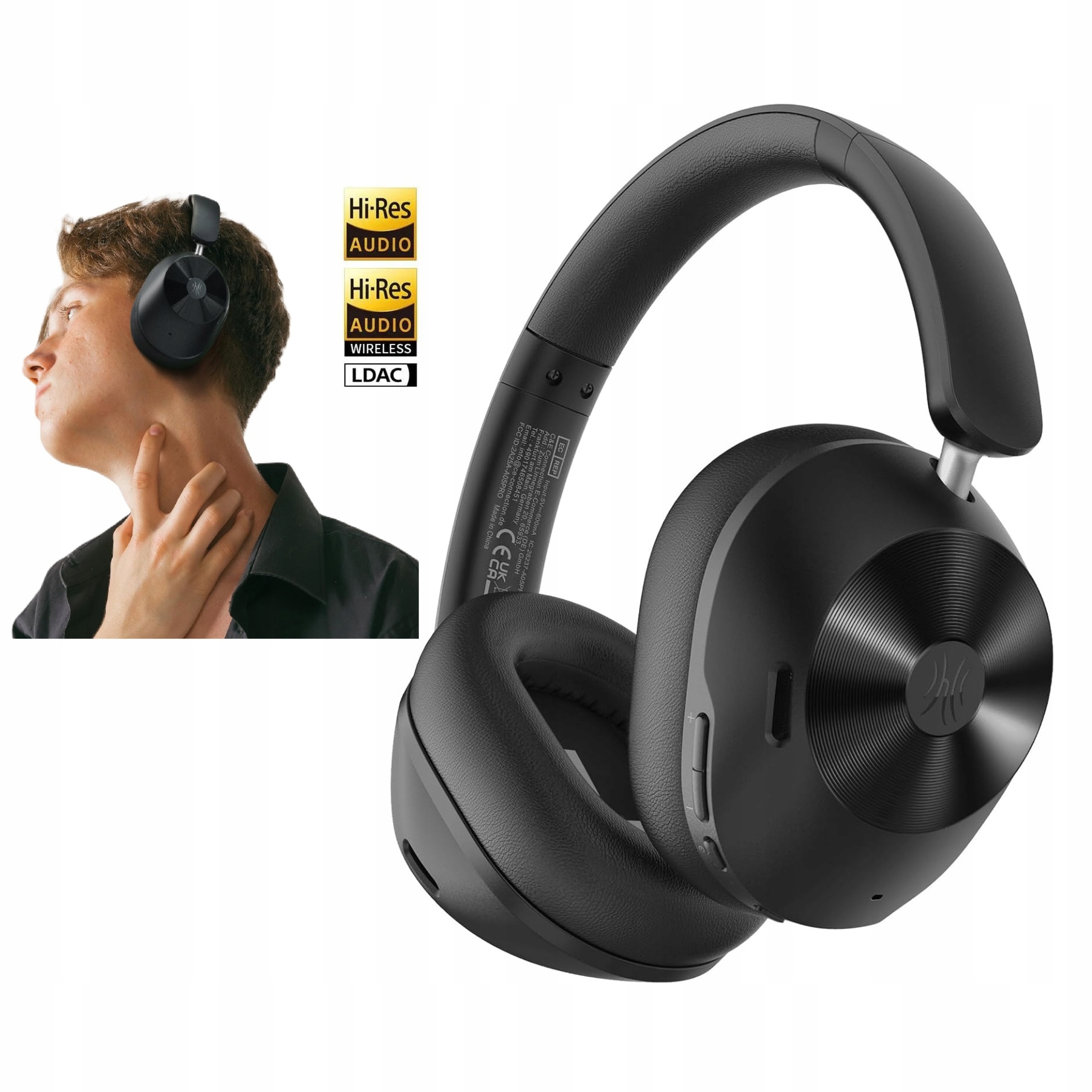 Słuchawki Bezprzewodowe Nauszne Z Mikrofonem Bluetooth 5.4 Czarne 75H Hi-Re