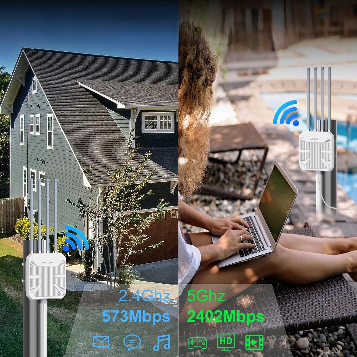 Wzmacniacz Sygnału Wifi Zewnętrzny Wlan Poe Ip67 Router 5Ghz / 2.4Ghz