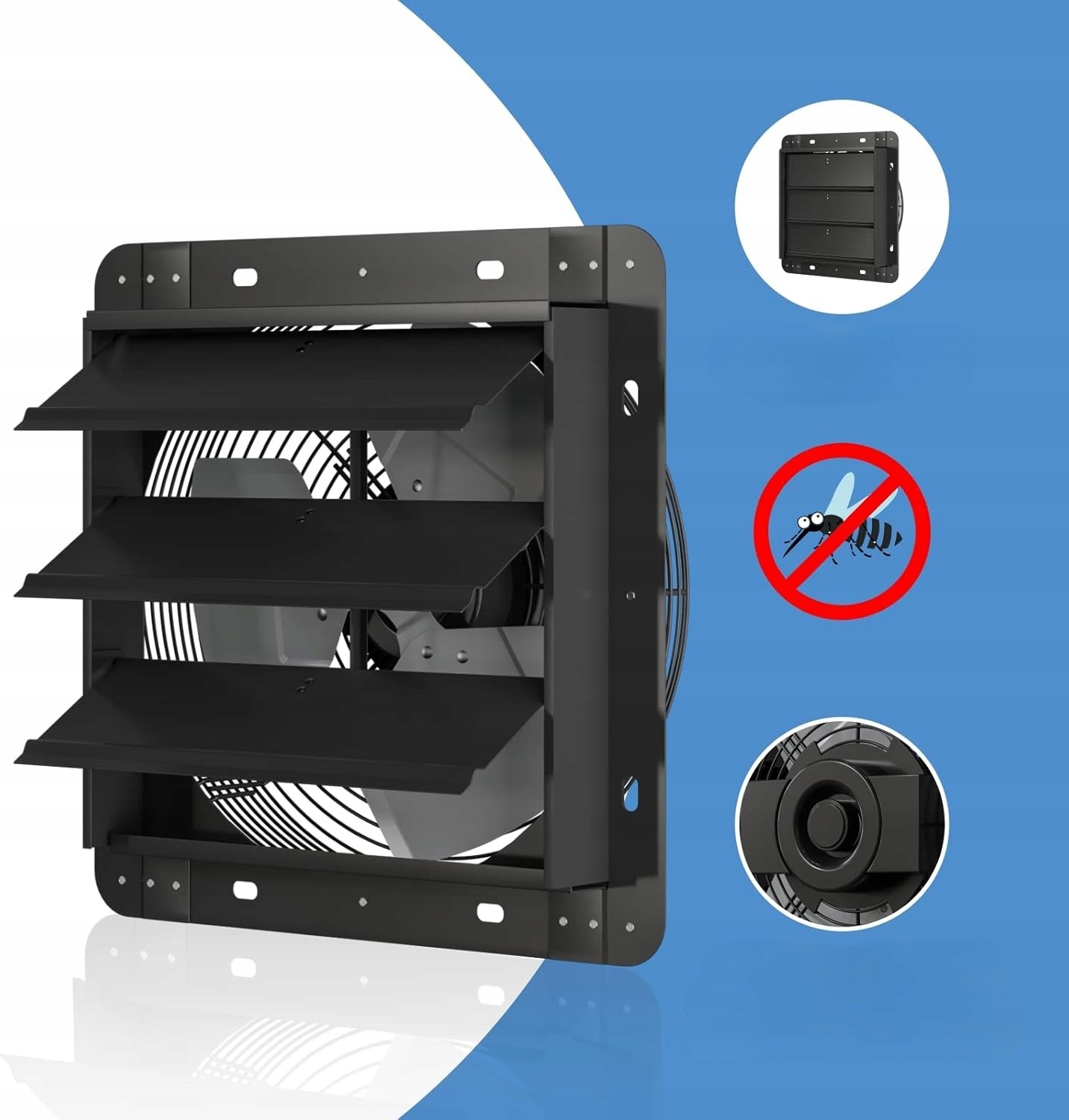 Wentylator Osiowy Ścienny Wyciągowy Przemysłowy Żaluzja Regulator 300 Mm