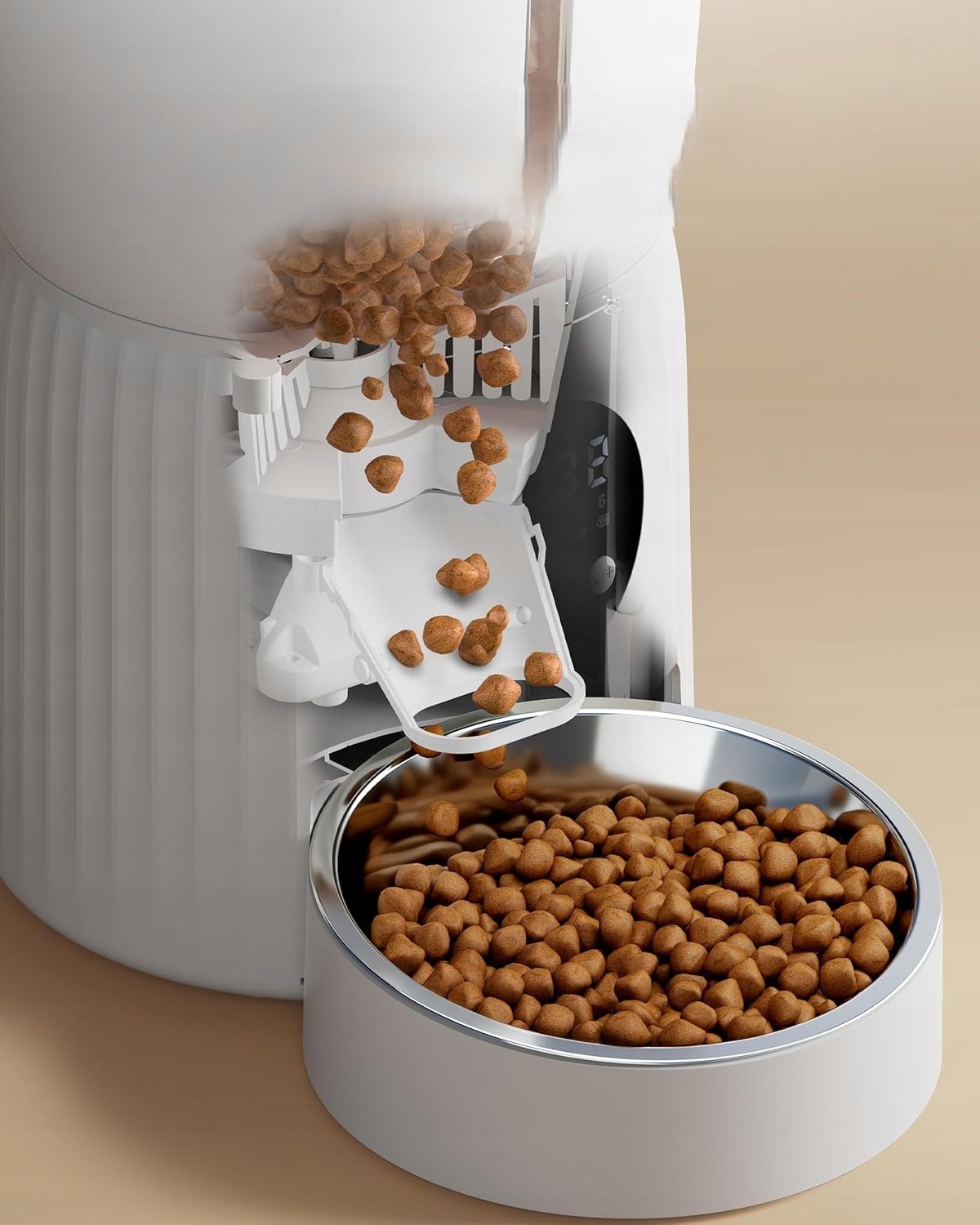 Automatyczny Podajnik Karmy Dla Kota Psa Dozownik Timer Miska 4L Biały