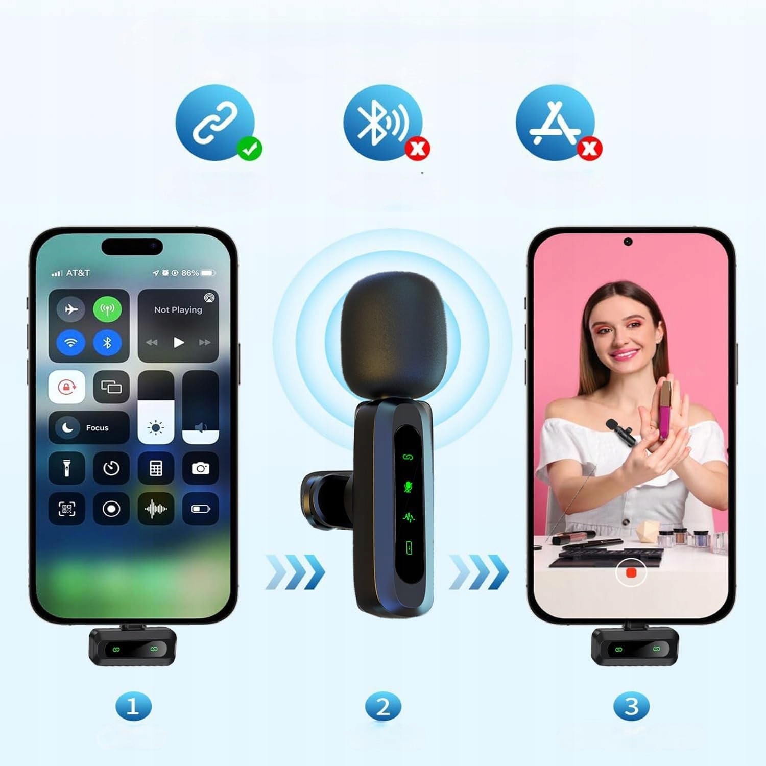 2X Mikrofon Bezprzewodowy Krawatowy Do Iphone Ios Android Telefonu Komputer