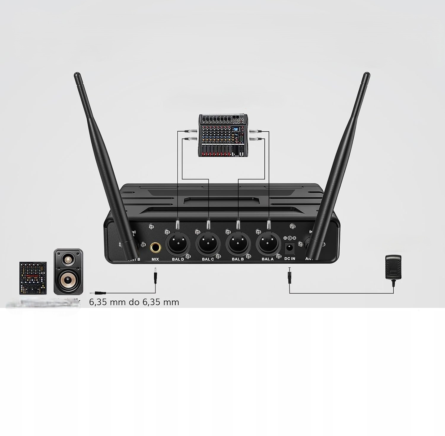 Zestaw Mikrofonów Bezprzewodowych System Zestawem Słuchawkowym 4X Bodypack