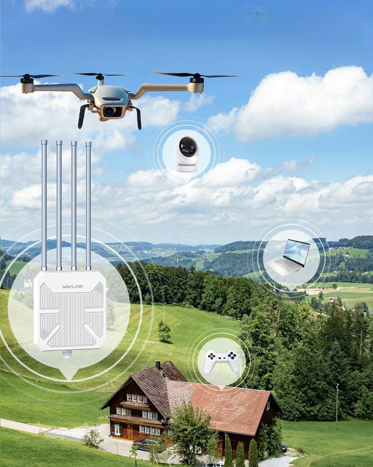 Wzmacniacz Sygnału Wifi Zewnętrzny Wlan Poe Ip67 Router 5Ghz / 2.4Ghz