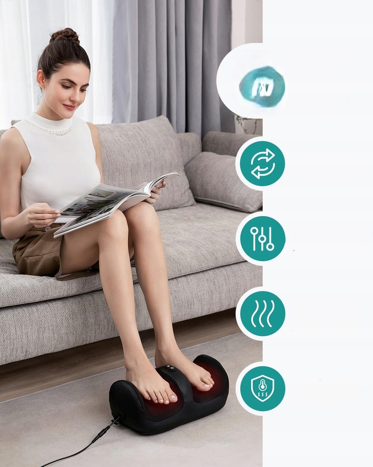 Masażer Do Stóp I Łydek Przedramiona Shiatsu Podgrzewaniem Elektryczny Rolk