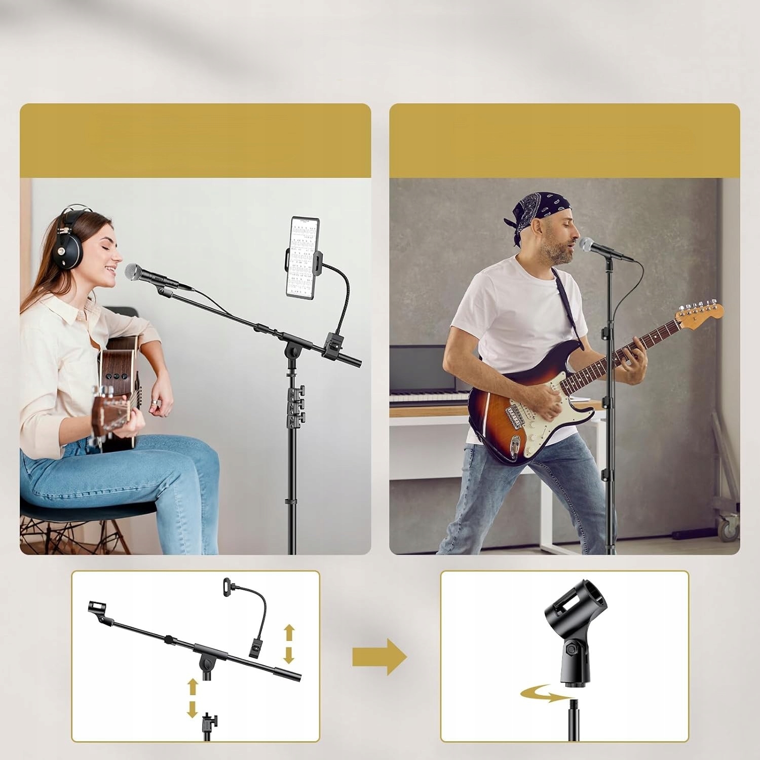 Statyw Podłogowy Do Mikrofonu Mikrofonowy Uchwyt Stojak Regulowany Ramię