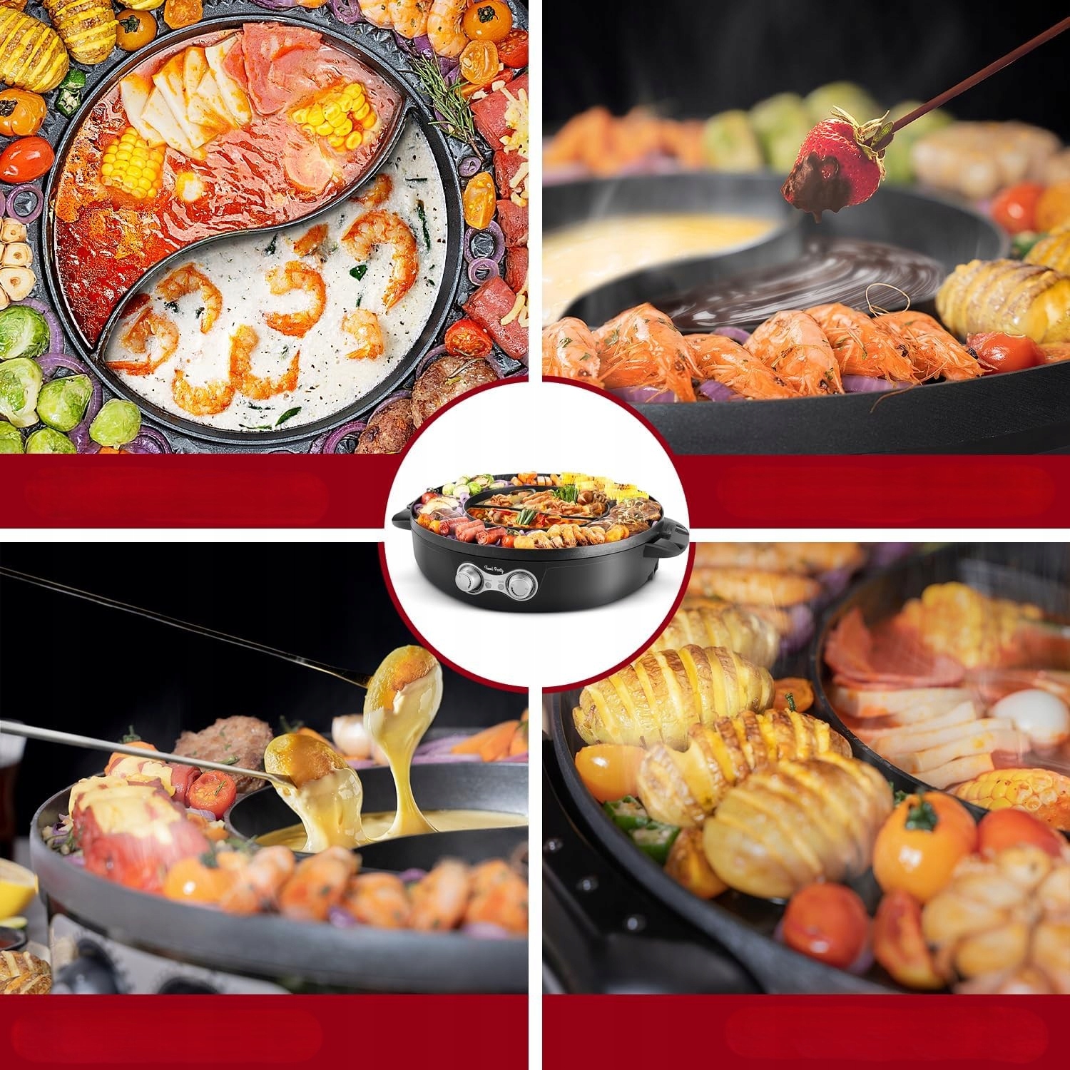 Grill Elektryczny Garnek Patelnia Elektryczna Stołowy Garnek Tajski 2W1