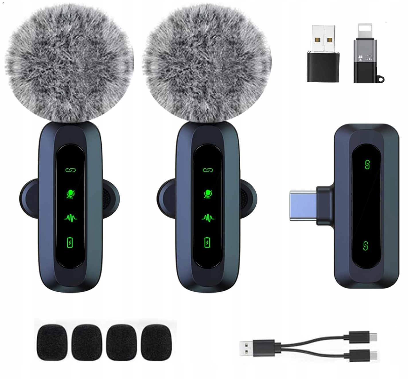 2X Mikrofon Bezprzewodowy Krawatowy Do Iphone Ios Android Telefonu Komputer