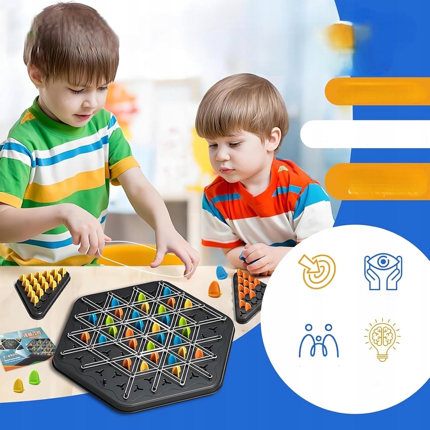 Triggle Gra W Trójkąty Strategiczna Gumki Recepturki 3D Triangle Chess Duża