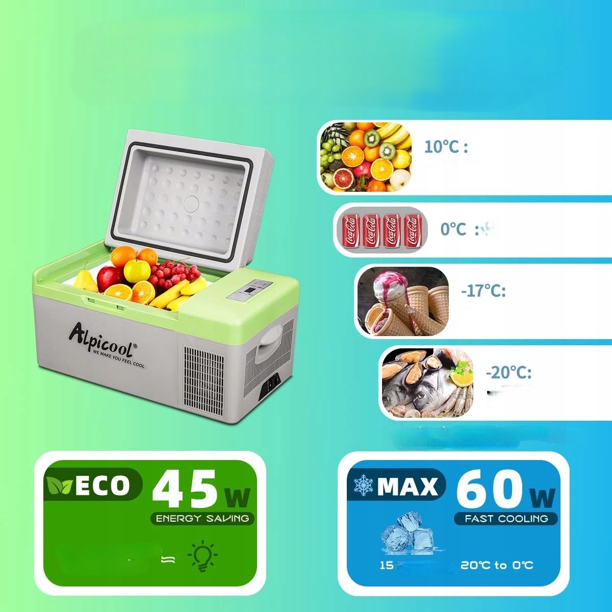 Lodówka Kompresorowa 20L 12/24/230 Z Funkcją Zamrażarki Turystyczna Kemping