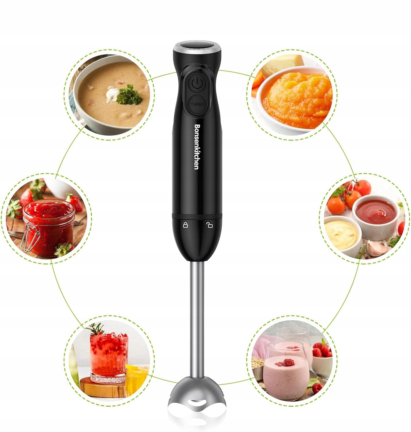 Blender Ręczny Mocny Mikser Turbo 1000W 12 Stopni Regulacji Stalowe Ostrza