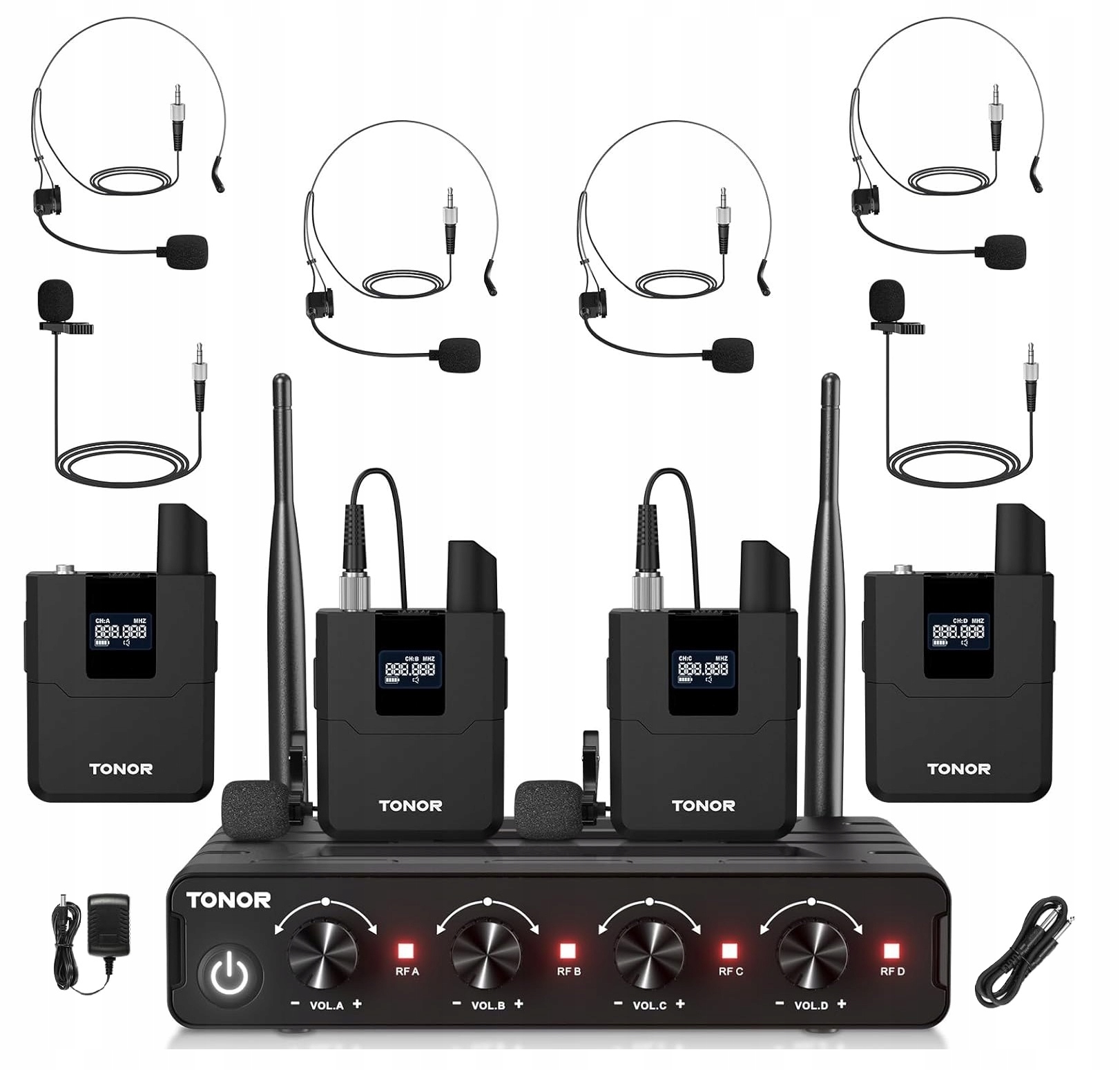 Zestaw Mikrofonów Bezprzewodowych System Zestawem Słuchawkowym 4X Bodypack