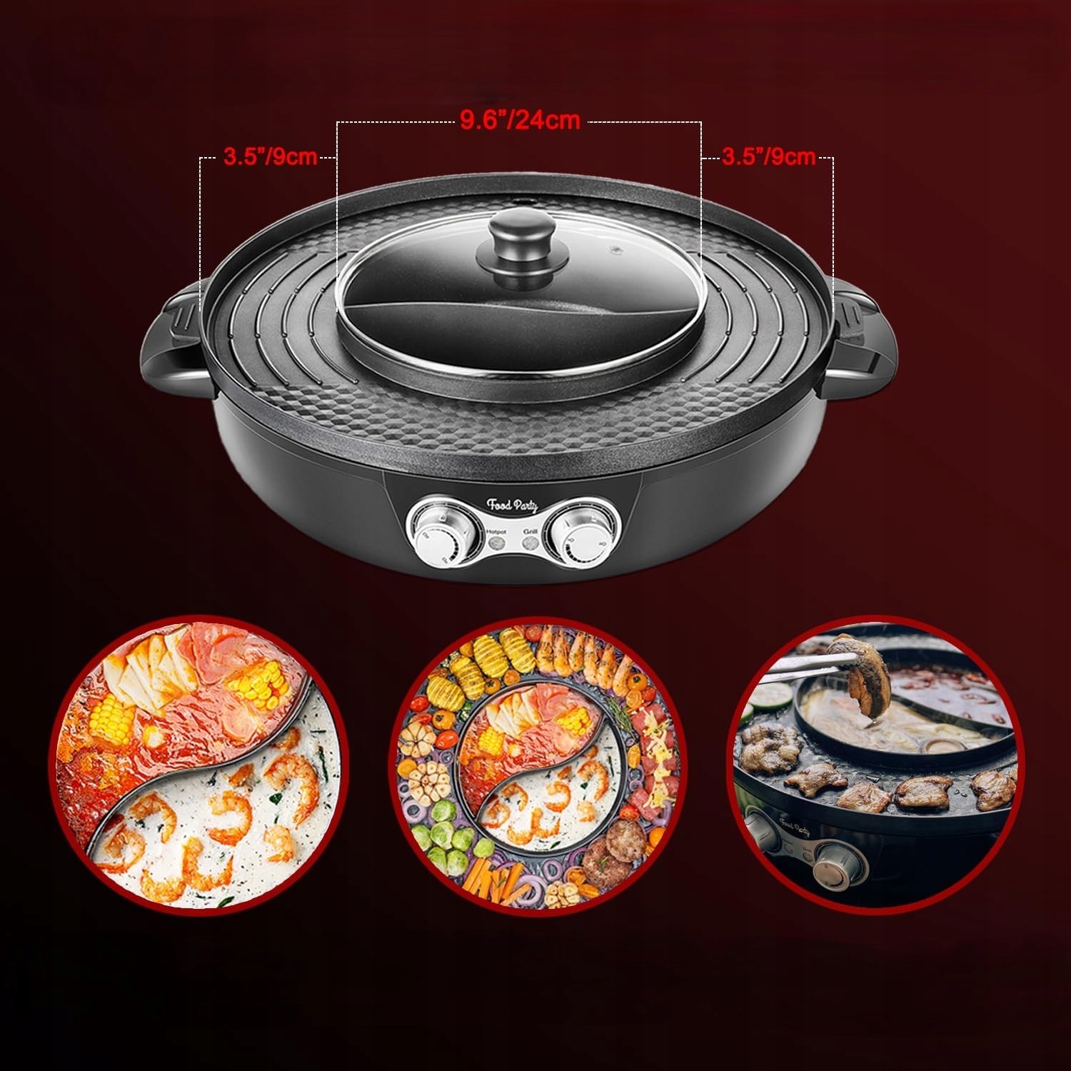 Grill Elektryczny Garnek Patelnia Elektryczna Stołowy Garnek Tajski 2W1