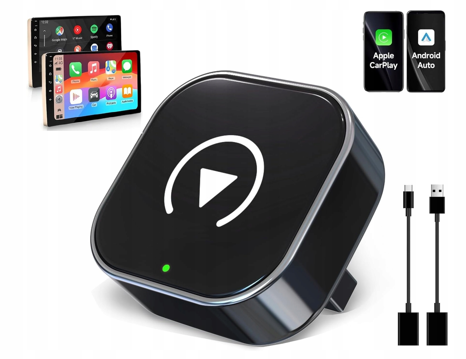 Adapter Carplay Android Auto 2W1 Bezprzewodowy Car Play Bluetooth 5.0